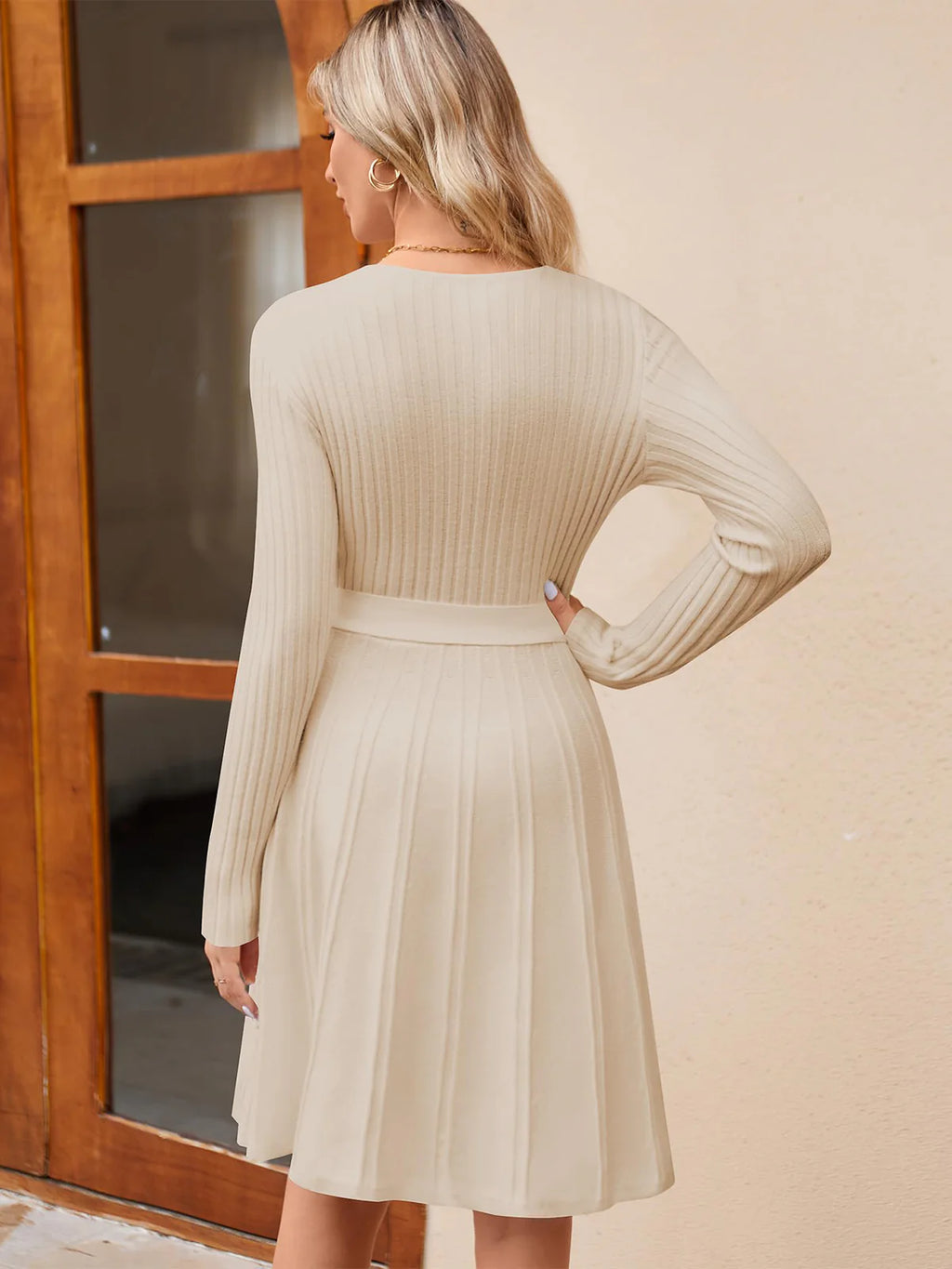 2026 Wrap V-Neck Knit Dress