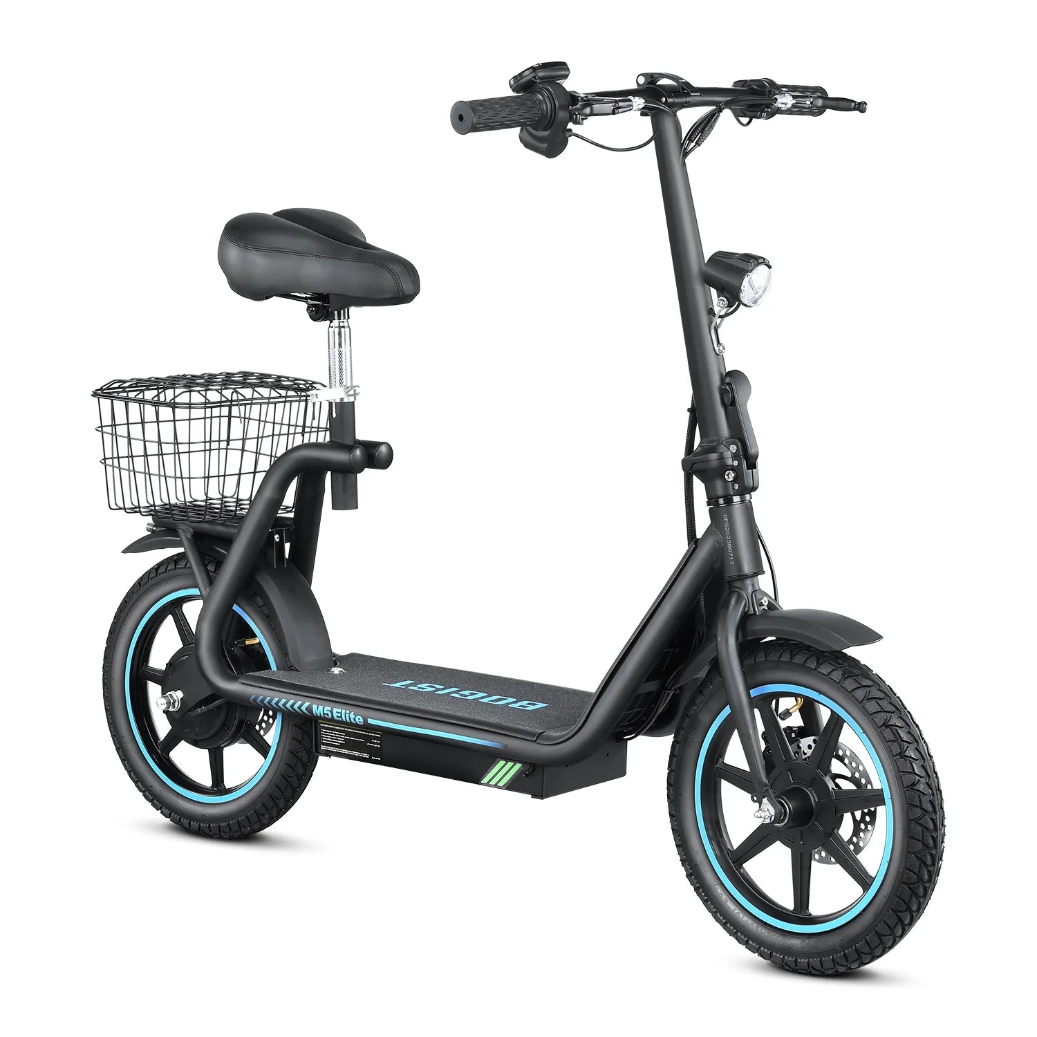 2026 BOGIST Electric Scooter for Adults with Seat, 500W Motor(Peak 800W), 25mph, 45km Range, 48V 13Ah, Electric Bicycle with Basket, BOGIST M5 Elite,Blue