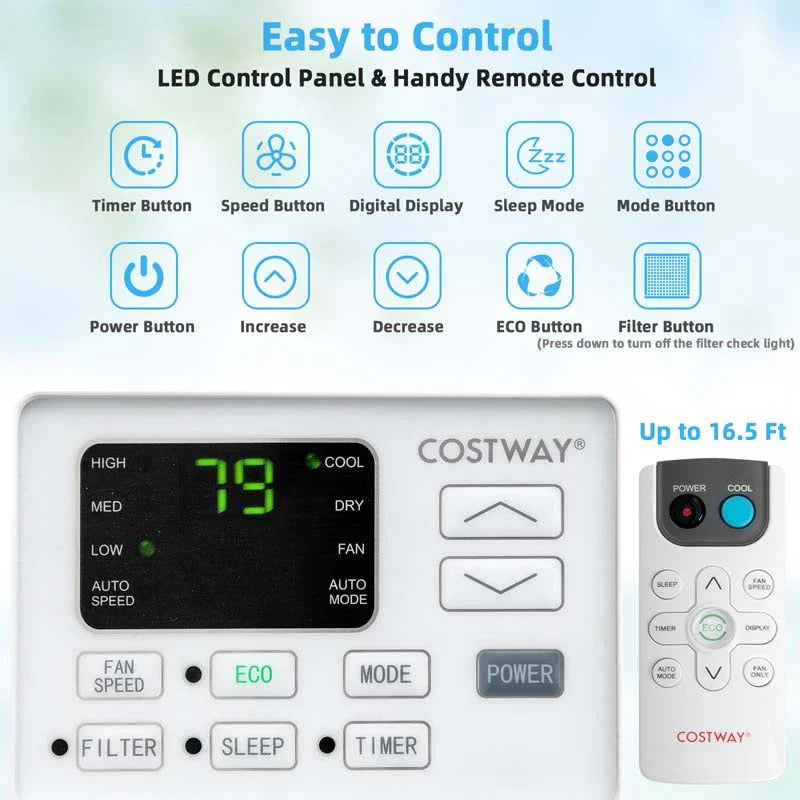 2026 Quiet window air conditioner with 10,000 BTU, remote control, Eco mode, Energy Star certified, 3-in-1 unit with dehumidifier