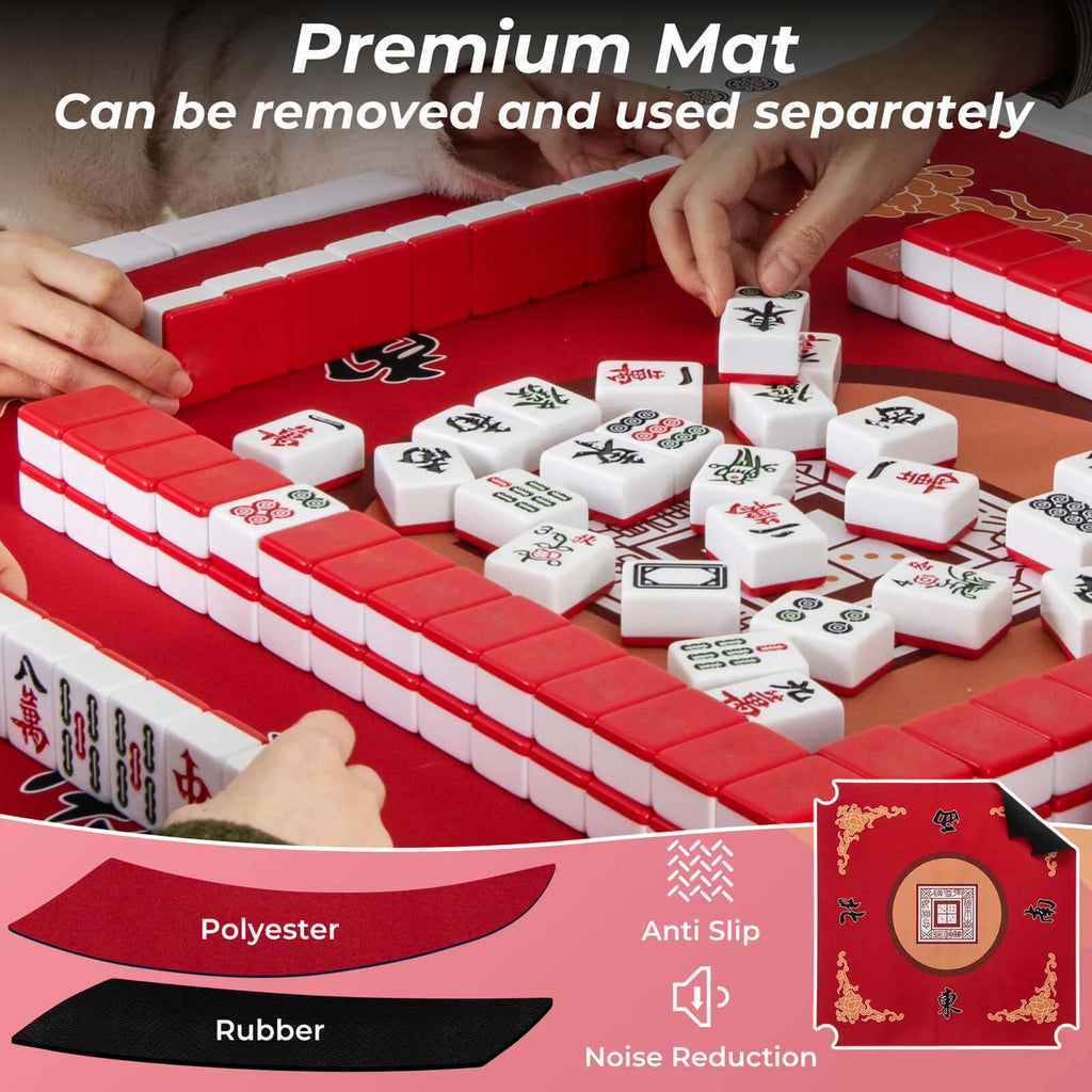 2026 Costway 35" Folding Mahjong Table with Cup Holders & Smooth Felt Mat Carrying Handle Green