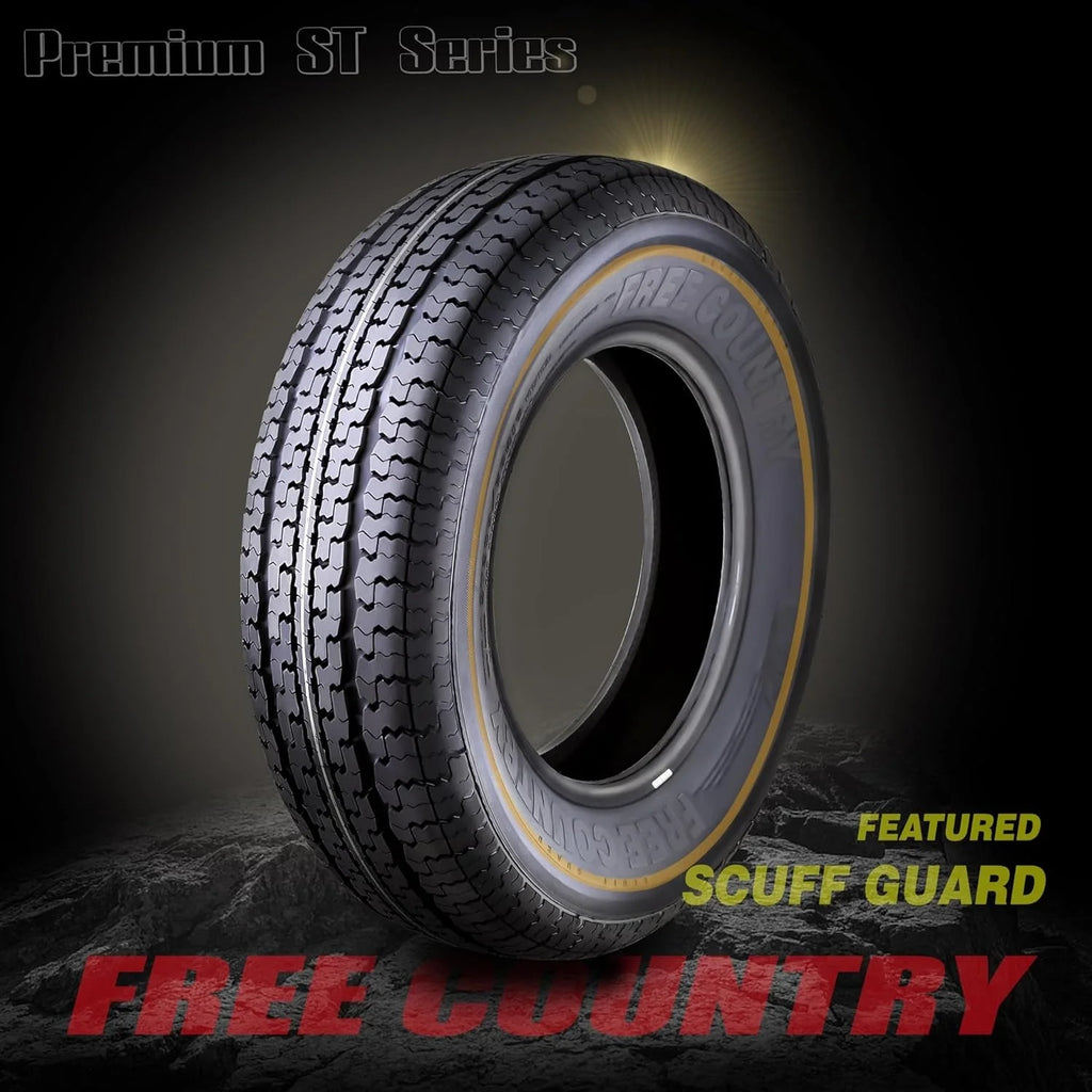 2026 Set of 4 heavy-duty trailer tires ST205/75R15 205 75 15 10-ply, load class E, steel-belted radial tires with abrasion protection