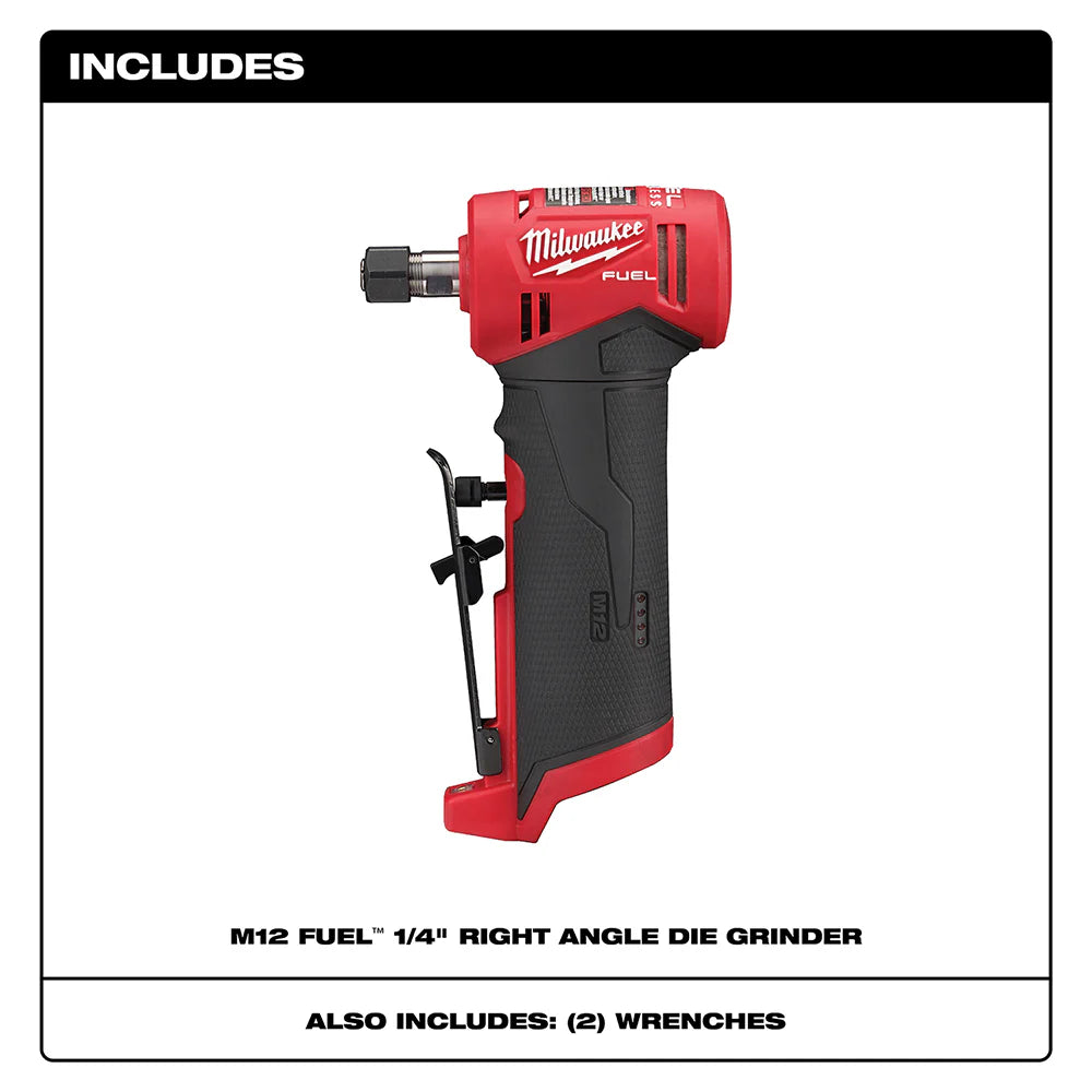 2026 Milwaukee 2485-20 M12 FUEL 12V 1/4" Cordless Right Angle Die Grinder - Bare Tool