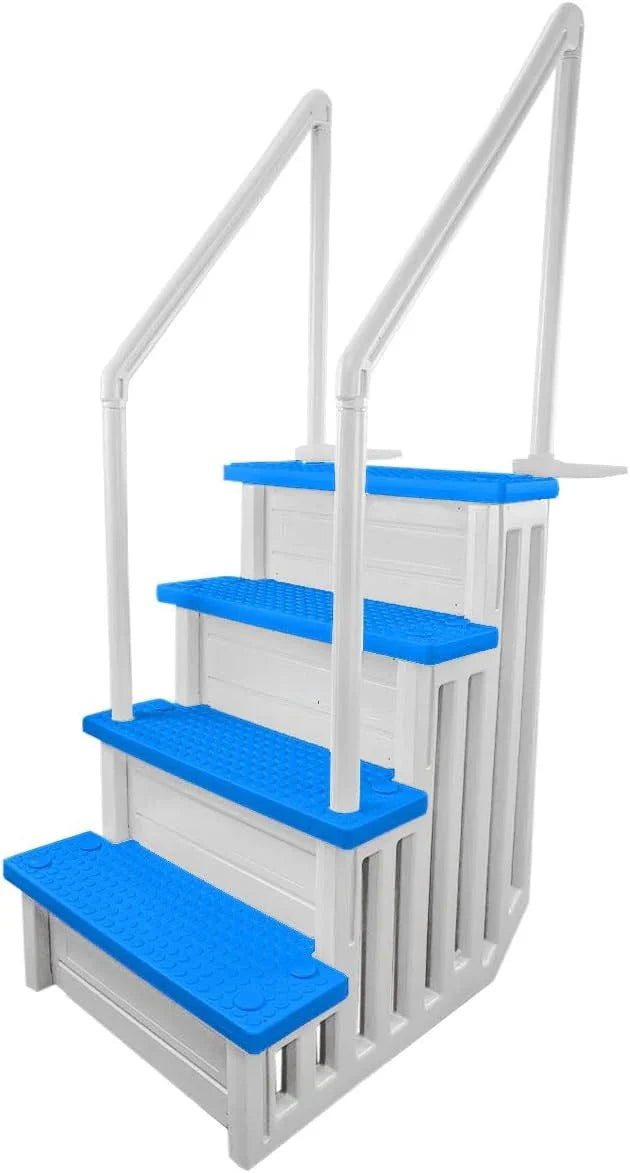 2026 Non-slip pool entrance steps | Gray | Suitable for above-ground pools | Can be installed on patios with a height of 122 to 137 cm | Maximum load capacity 136 kg