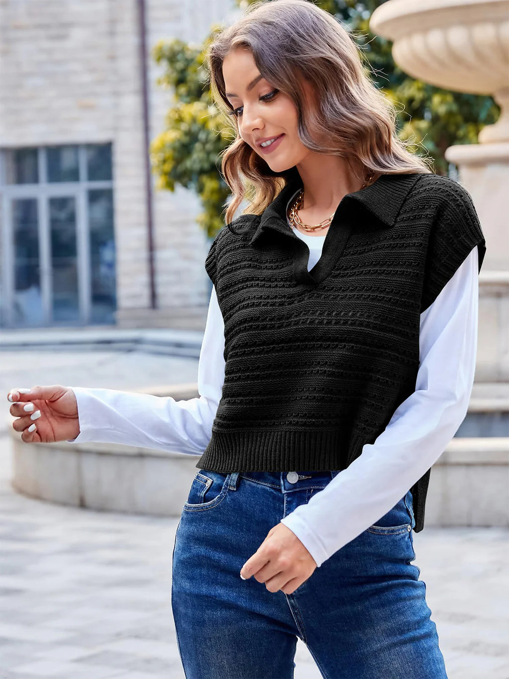 2026 Polo Sleeveless V-Neck Knit Sweater