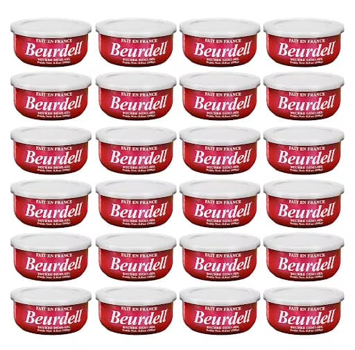2026 Beurdell Canned French Butter �C 100% Natural Salted Pasteurized Real Butter | Long Shelf Life Emergency Survival Food | Great for Cooking, Baking, RV & Camping | Pull Top Lid | Pack of 24 | France