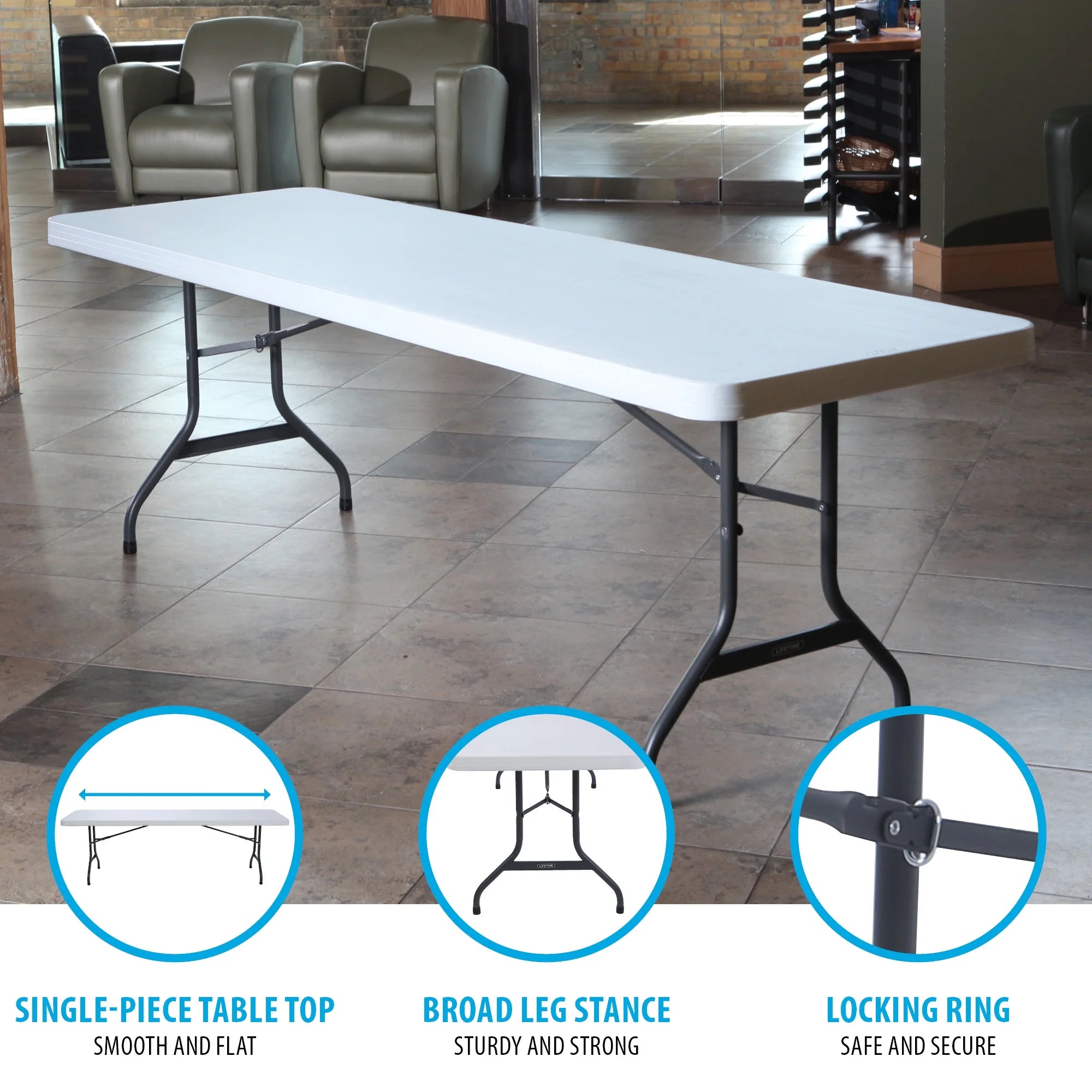 2026 Lifetime 8-Foot Commercial Grade Folding Table, White Granite (22980)