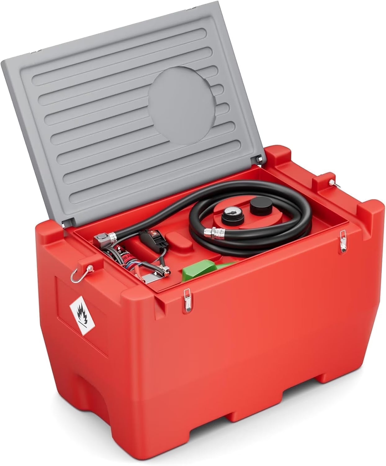 2026 Fuel Transfer Tank, 50 Gallon for Gasoline & Diesel, Gas Tank with 10.6 GPM Fast Flow Rate 12V DC Transfer Pump,13.1 ft Power Cord Portable Gas Tank, Red