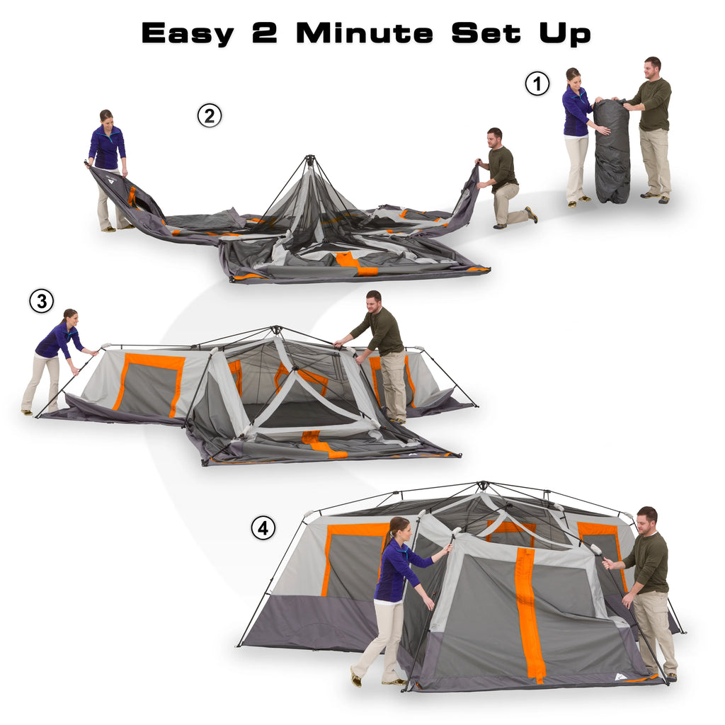 2026 Ozark Trail 20' x 18' 12-Person 3-Room Instant Cabin Tent with Screen Room, 56.5 lbs