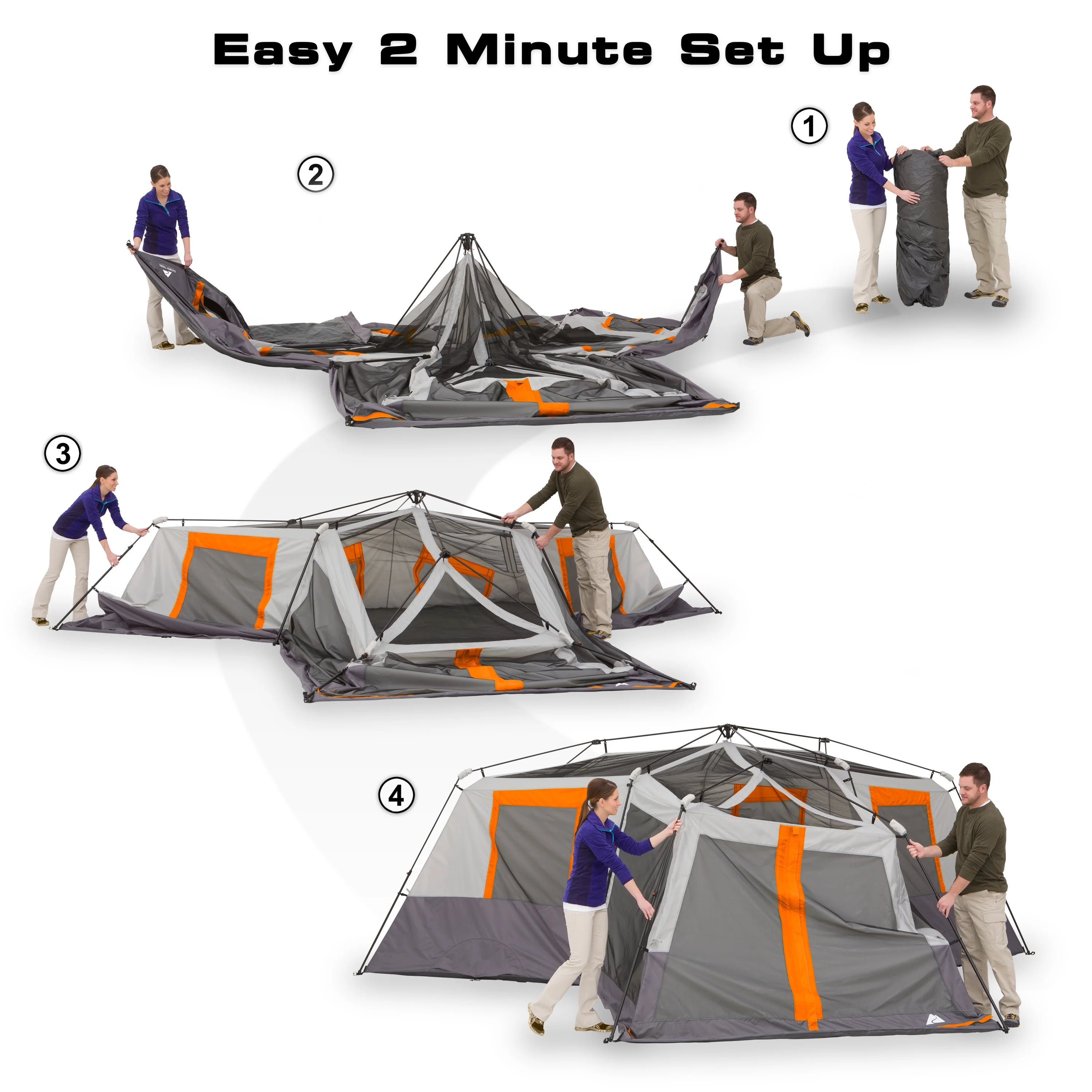 2026 Ozark Trail 20' x 18' 12-Person 3-Room Instant Cabin Tent with Screen Room, 56.5 lbs