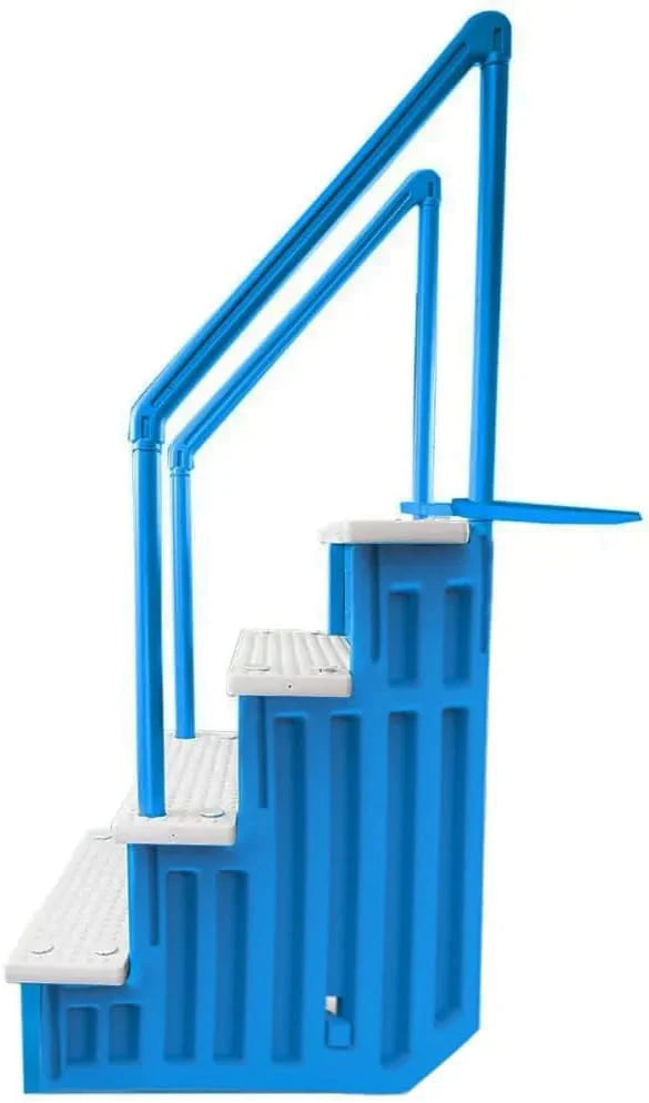 2026 Non-slip pool entrance steps | Gray | Suitable for above-ground pools | Can be installed on patios with a height of 122 to 137 cm | Maximum load capacity 136 kg