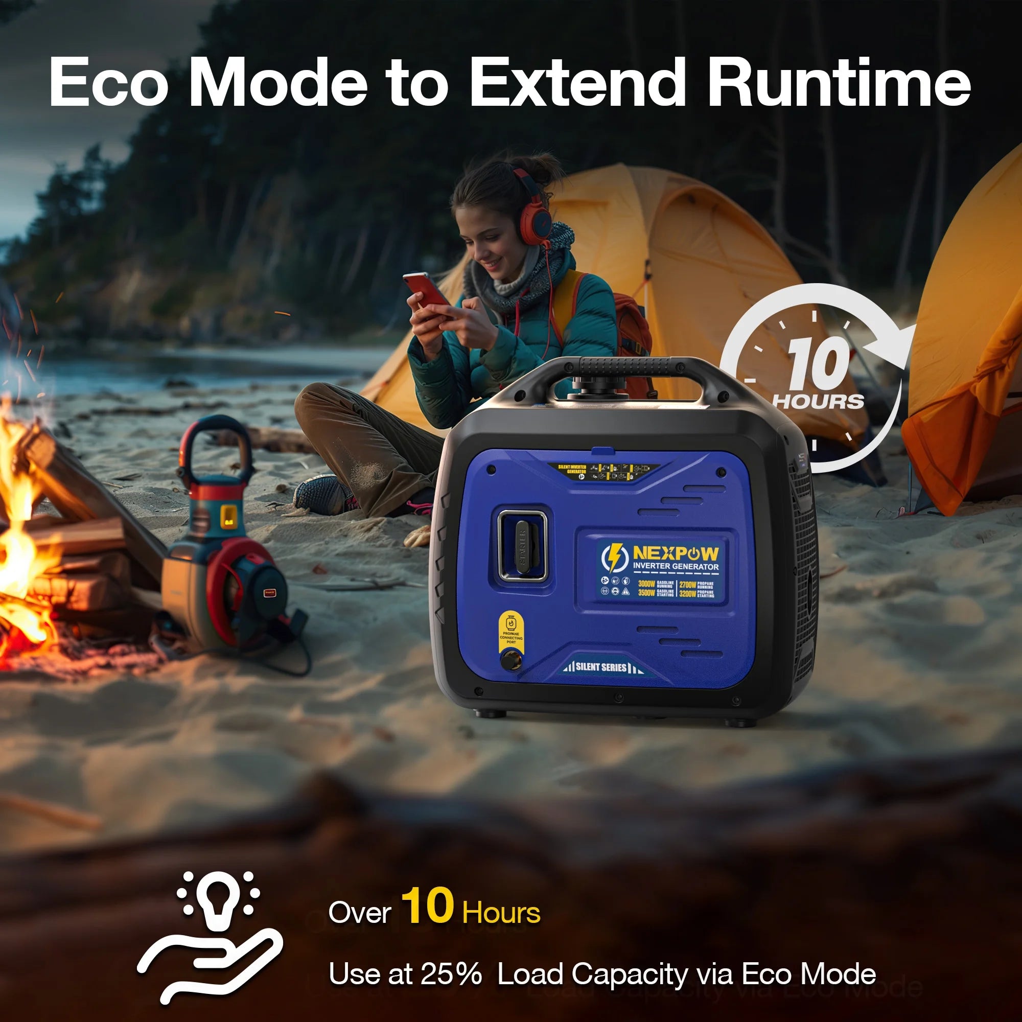 2026 NEXPOW 2250W Portable Inverter Generator, Gasoline Power Quiet Lightweight for Backup Home & Camping, Eco-Mode Feature, Parallel Capability, EPA Compliant