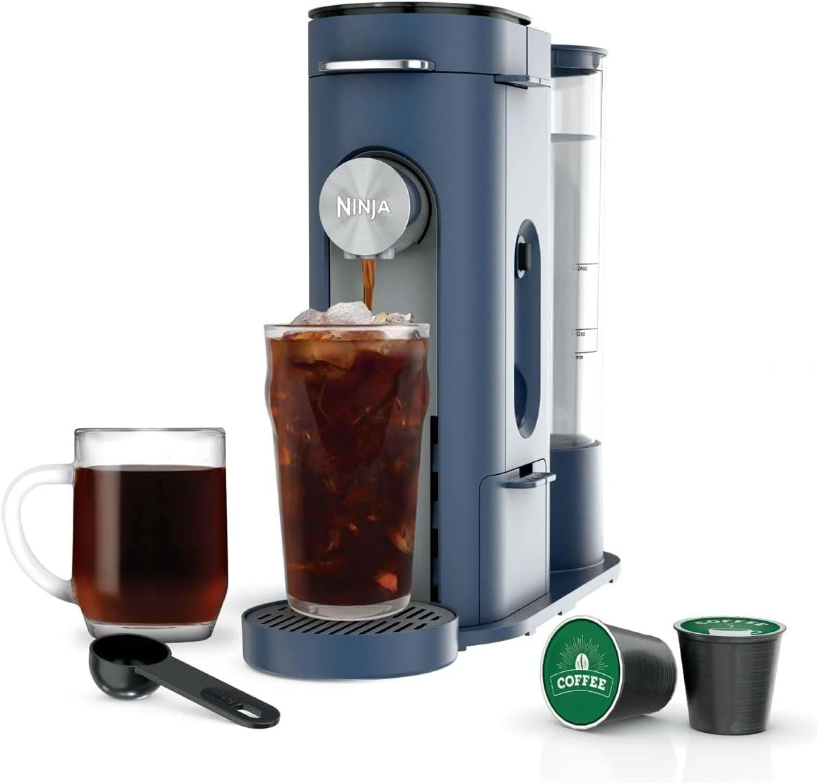 2026 Ninja Pods & Grounds Single-Serve Coffee Maker, K-Cup Pod Compatible, Brews Grounds, Compact Design, 56-oz. Reservoir, 6-oz. Cup to 24-oz. Travel Mug Brew Sizes, Iced Coffee Maker, Stone, PB041ST