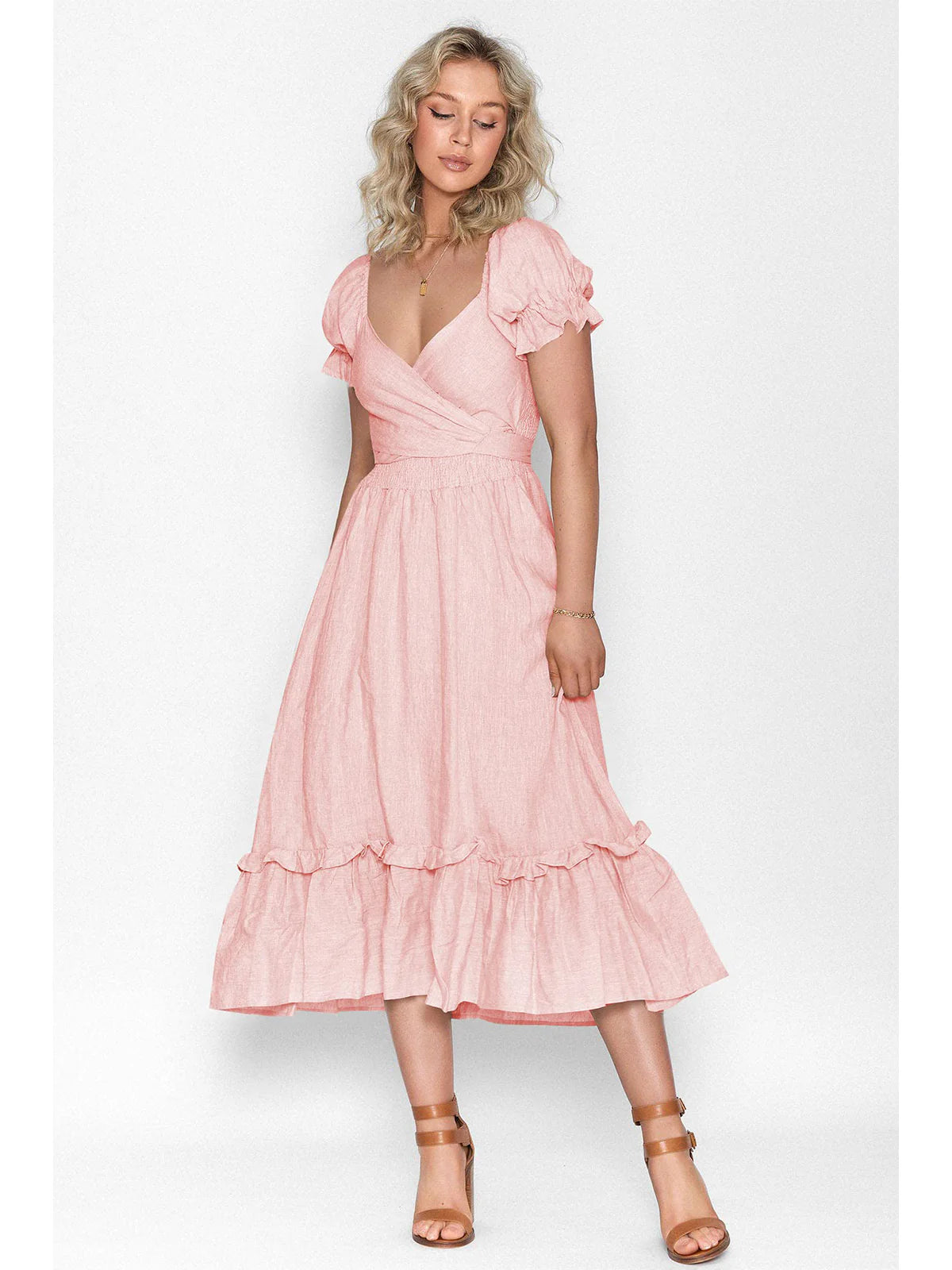 2026 Boho Tie-Waist Homecoming Dress