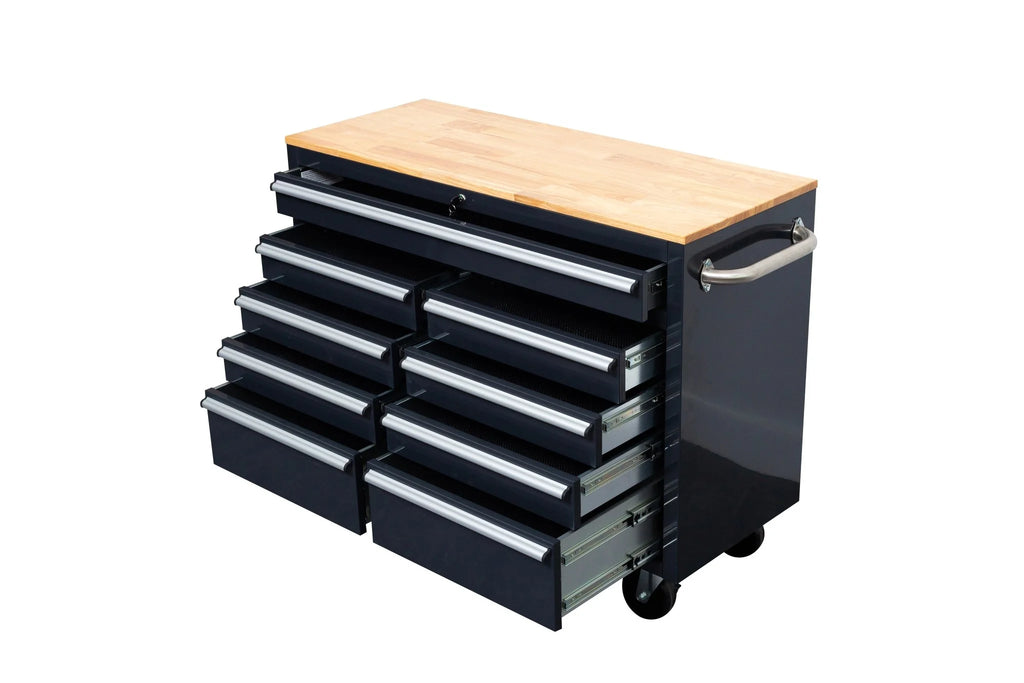 46" Rolling Tool Workbench – Heavy-Duty Mobile Storage Cabinet with 9 Drawers