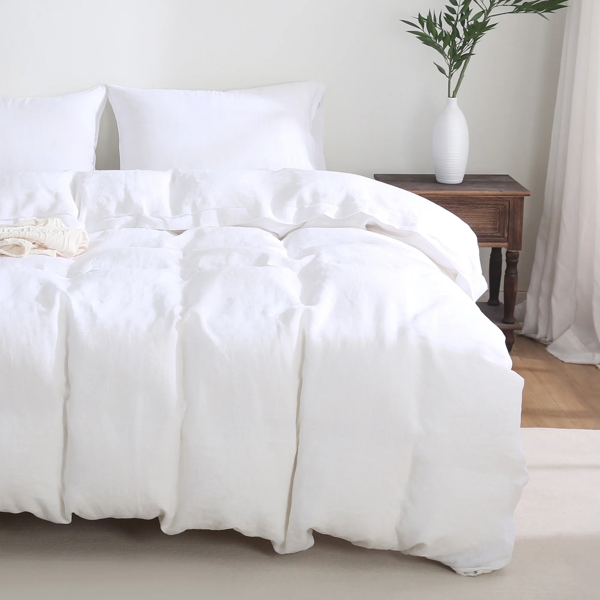 2026 100% Pure Linen Duvet Cover with Button Closure and Corner Ties Soft & Breathable - Natural Full/Queen