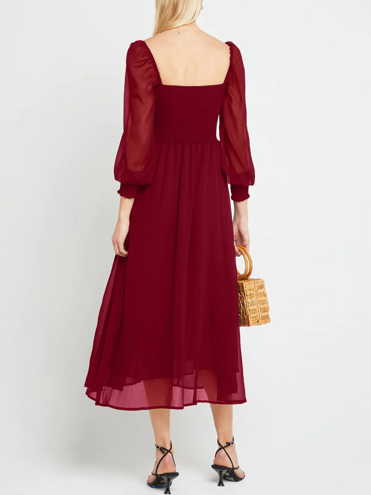 2026 Puffy High-Waisted Floral Dress