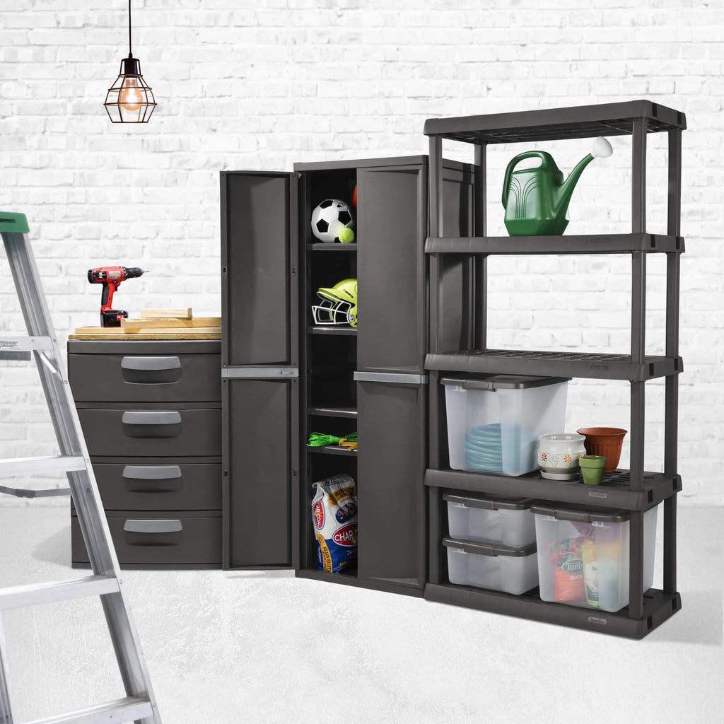 2026 Sterilite 4 Drawer Unit, Durable Plastic Storage Solution for Garages and Basements, Dark Gray