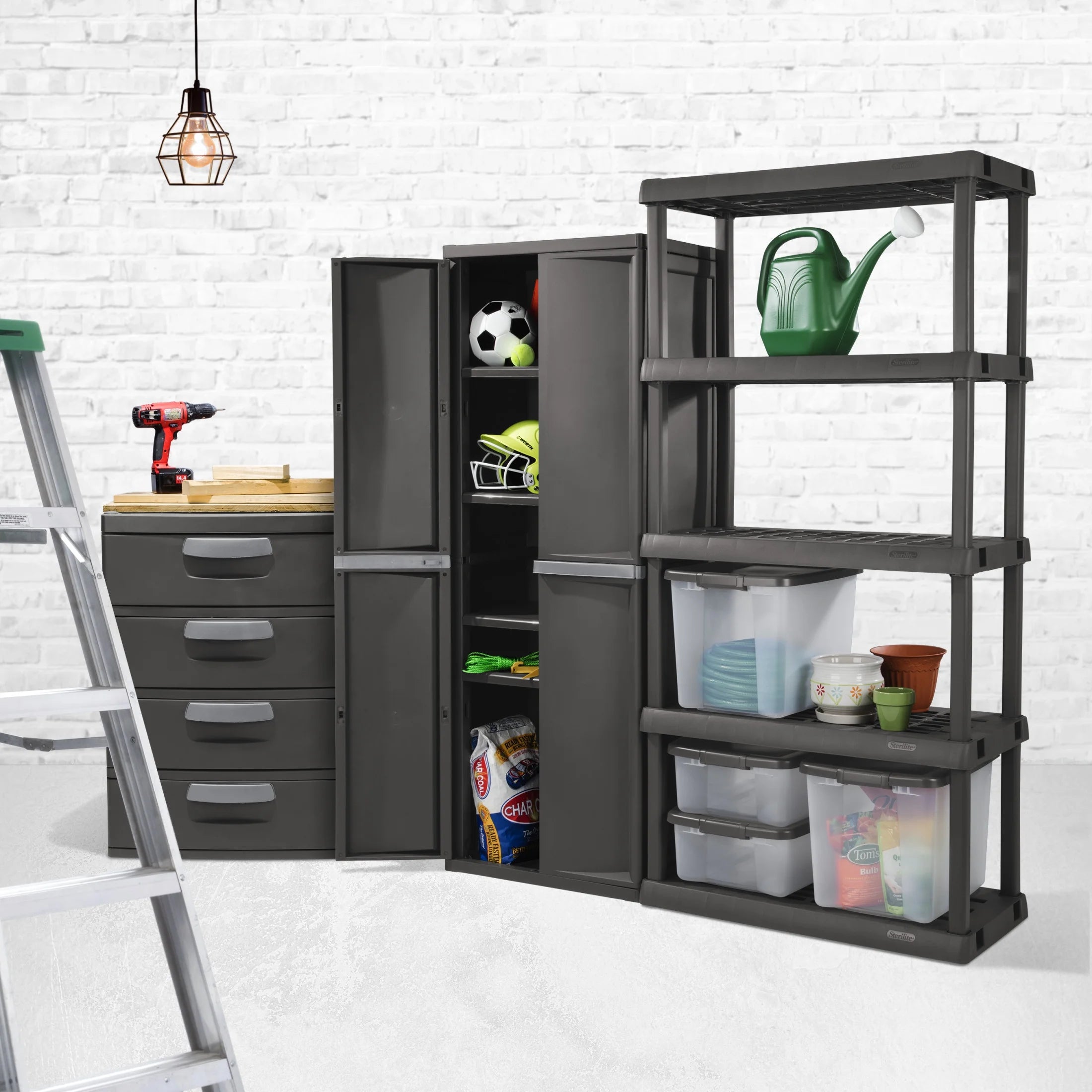 2026 Sterilite 4 Drawer Unit, Durable Plastic Storage Solution for Garages and Basements, Dark Gray