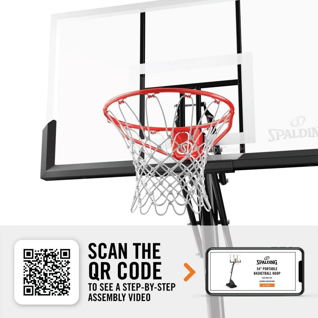 2026 2025 Spalding 54-inch shatterproof polycarbonate Exacta height basketball hoop system, portable