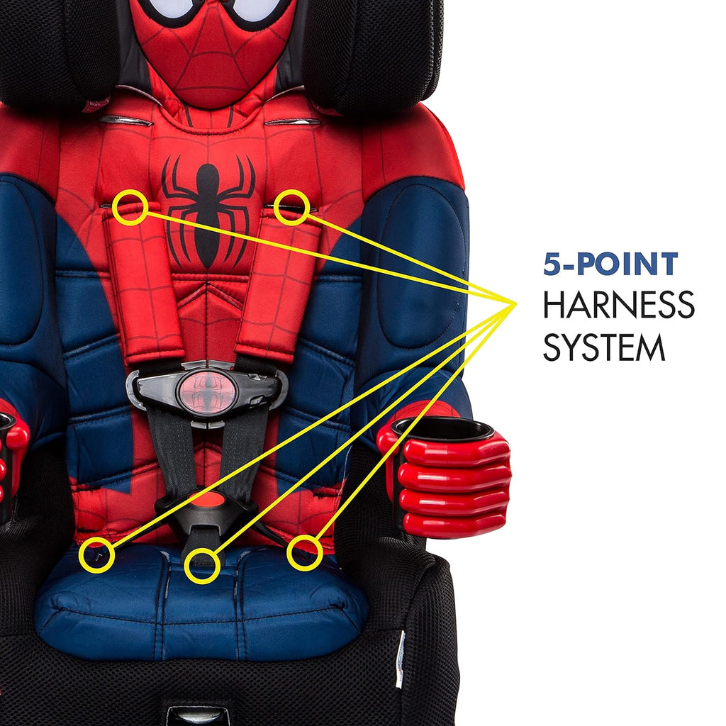 2026 KidsEmbrace Marvel Spider-Man 2-in-1 Forward-Facing Booster Car Seat LATCH | 5-Point Harness Booster 22-65lbs converts to Belt-Positioning Booster 40-100lbs | Adjustable