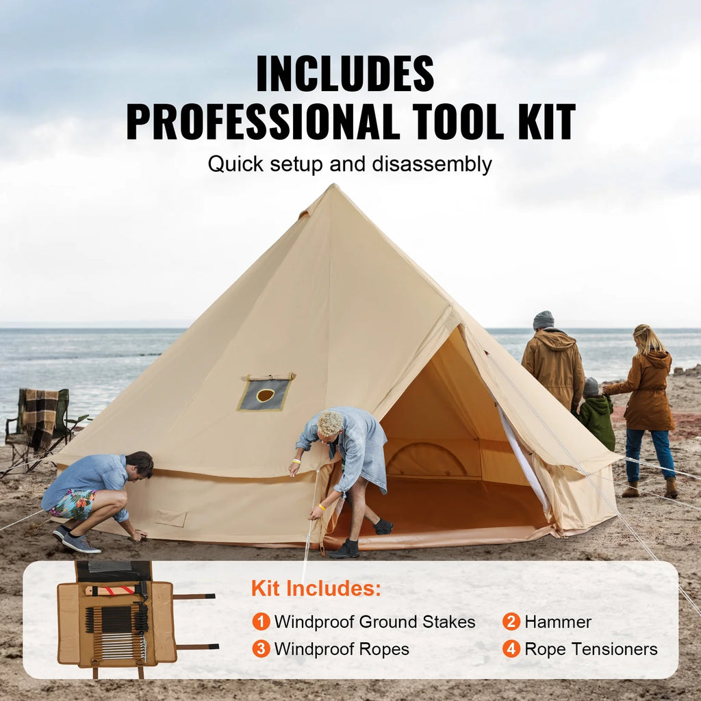 2026 KFFKFF Canvas Bell Tent 6m/19.68ft 4-Season Camping Yurt Tent with Stove Jack