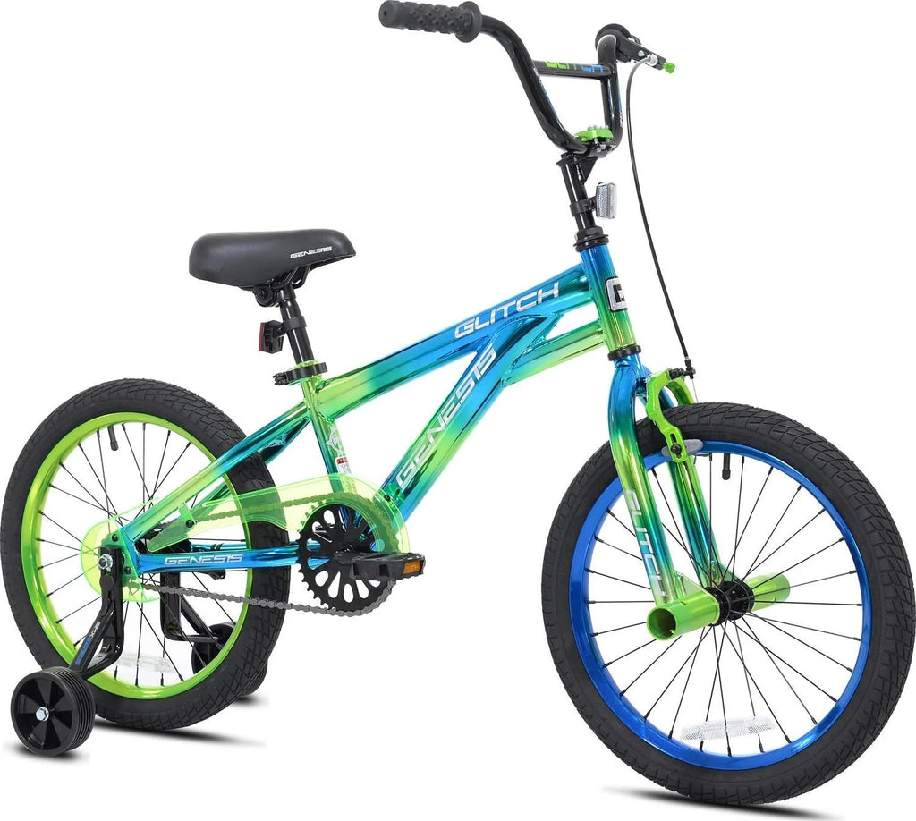 2026 Genesis 18 Glitch Boy’s BMX Bike, Blue/Green