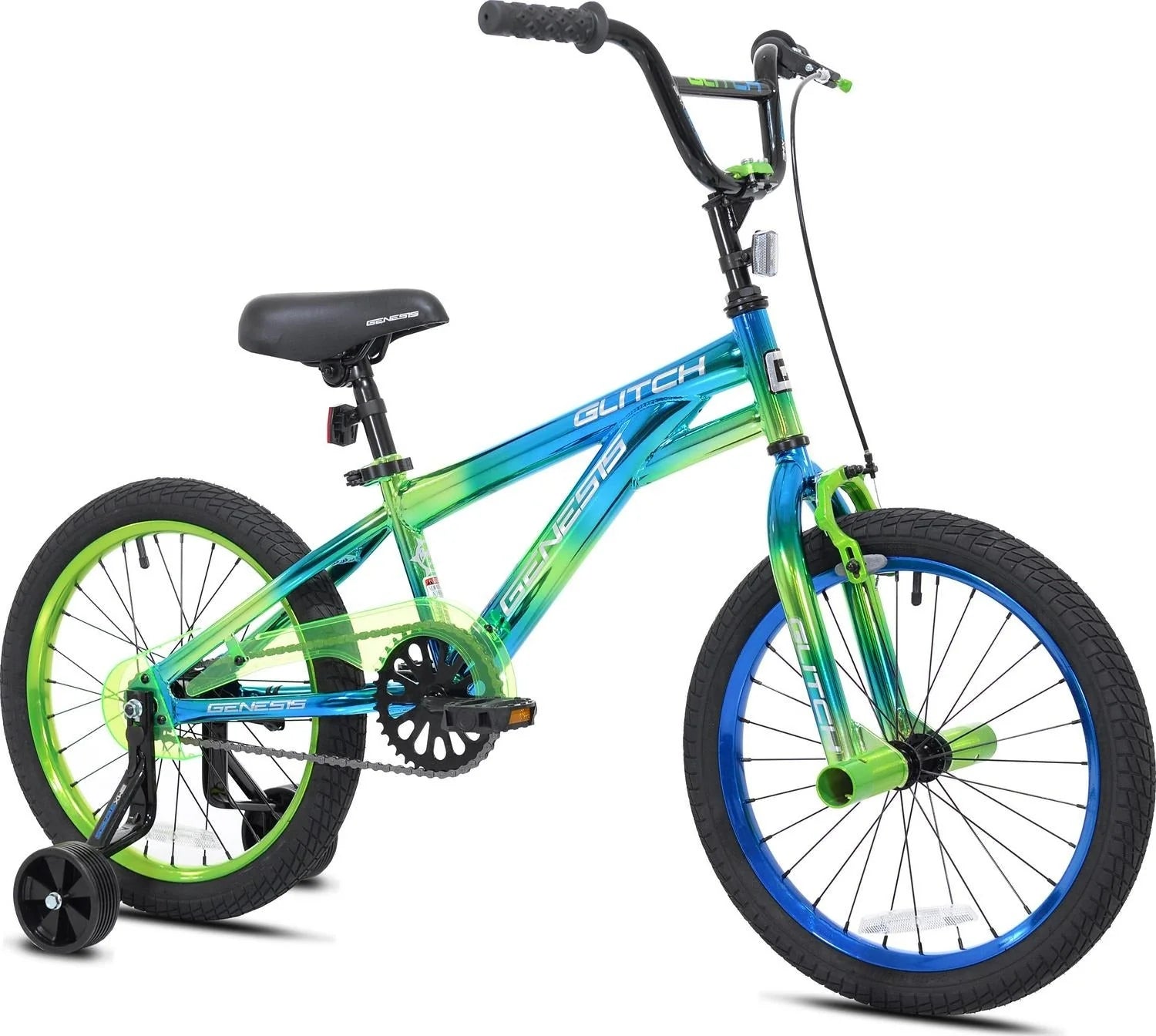 2026 Genesis 18 Glitch Boy’s BMX Bike, Blue/Green