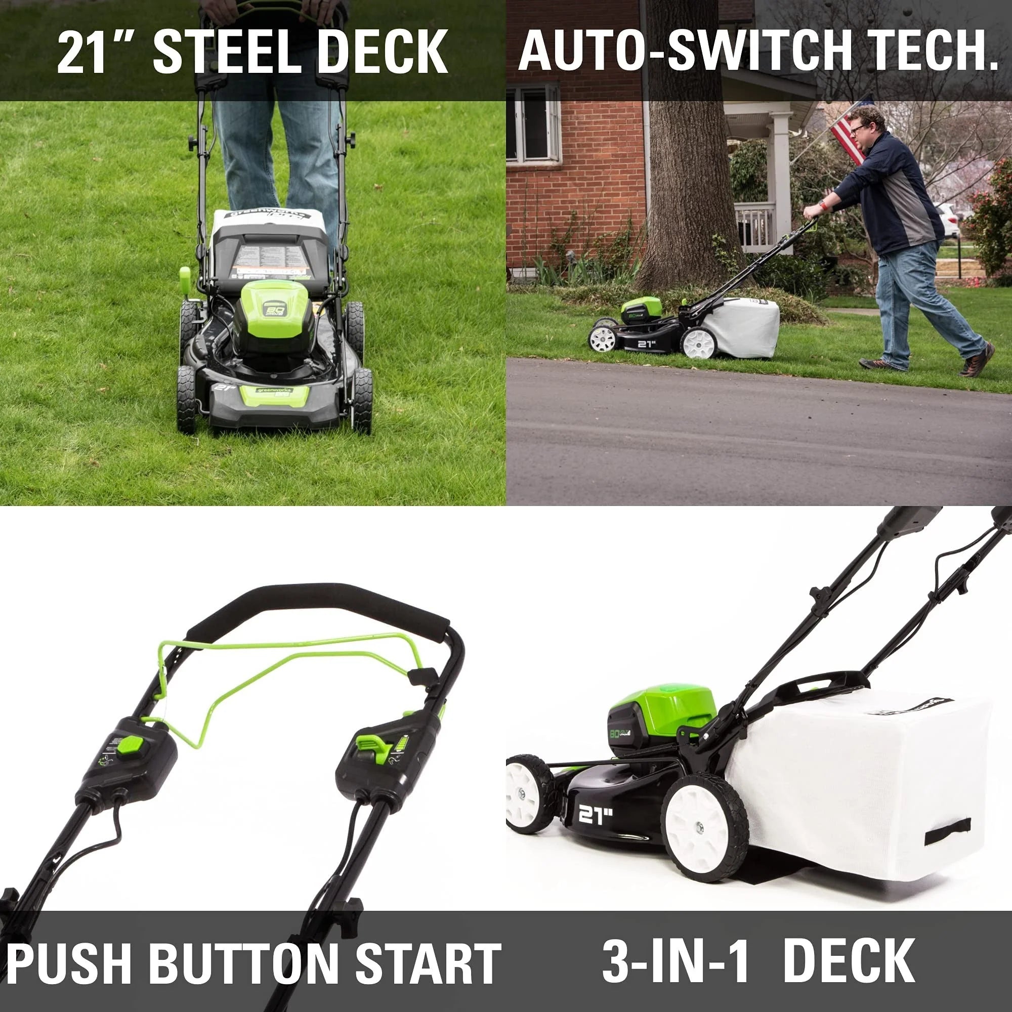 2026 80V Battery-Powered Lawn Mower, 53 cm (21 inch), Self-Propelled, Brushless | Greenworks