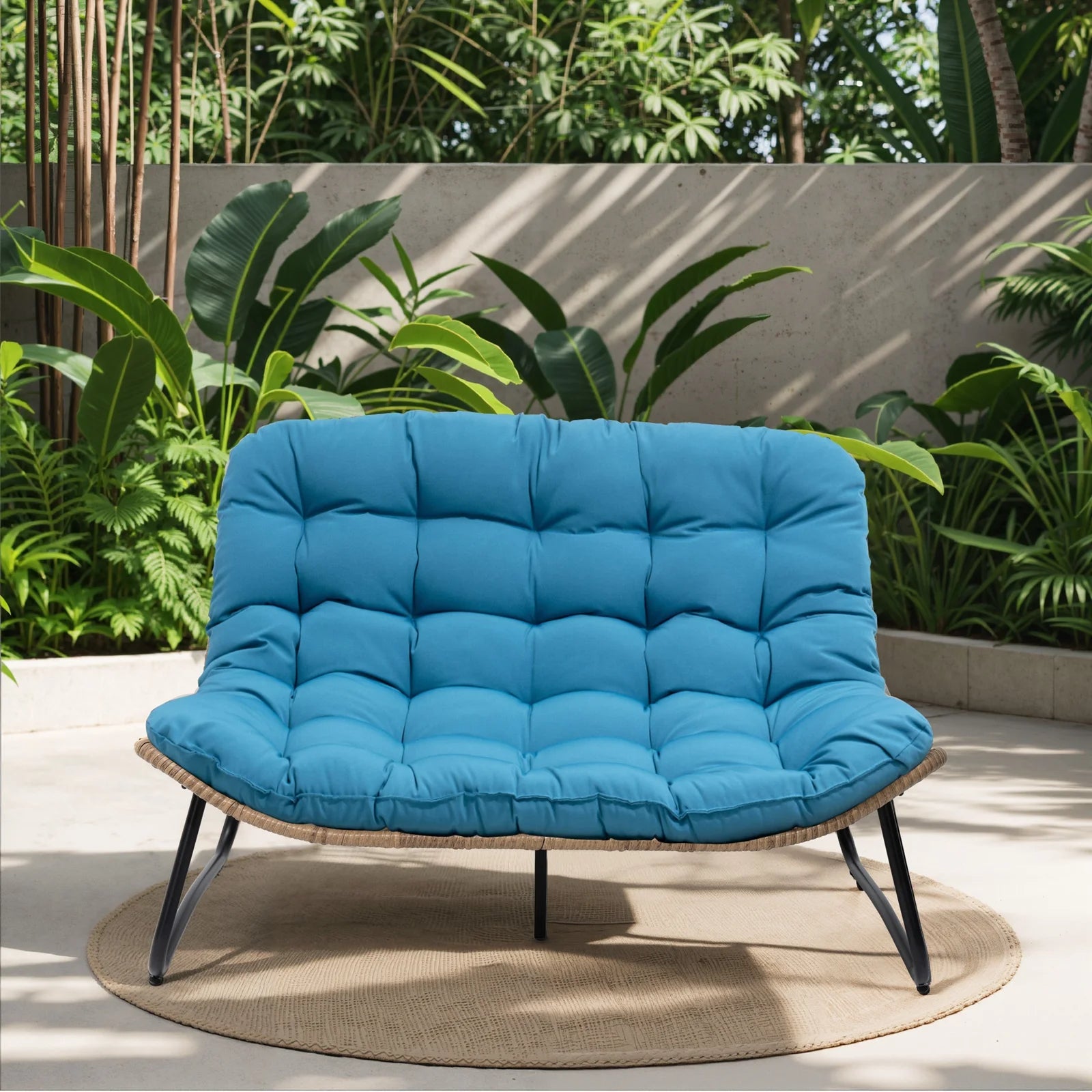 2026 Crestlive Products Patio Loveseat, All-Weather Rattan Large Furniture with Soft Cushions, Outdoor Loveseat for Balcony, Poolside, Backyard (Beige)