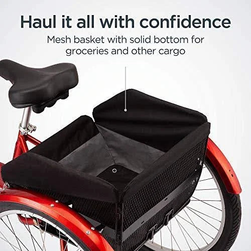 Schwinn Meridian Deluxe Adult Tricycle Bike, Three Wheel Cruiser, 26-inch Wheels, Low Step-Through Aluminum Frame, Adjustable Handlebars, Large