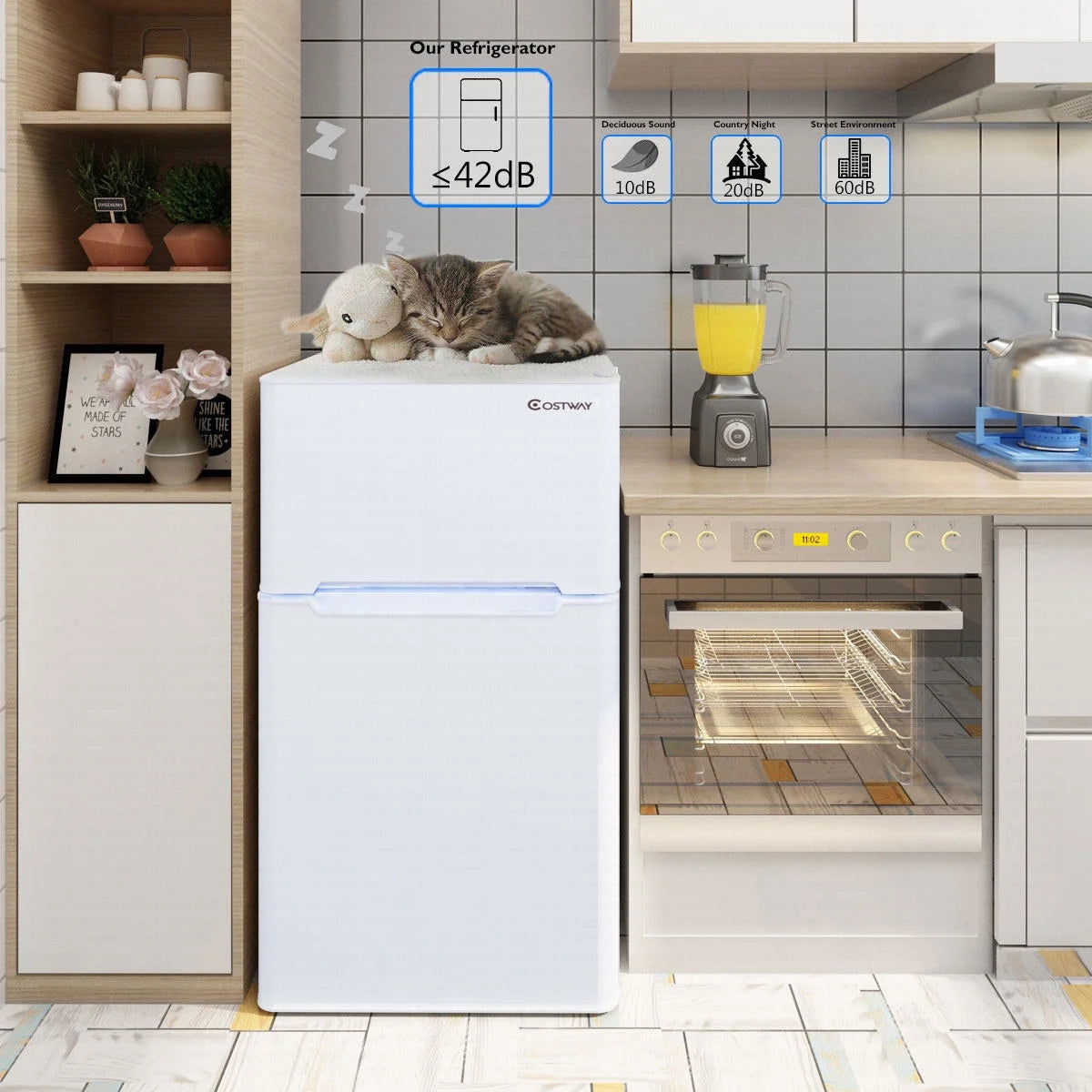 2026 Costway Refrigerator Small Freezer Cooler Fridge Compact 3.2 cu ft. Unit, Grey