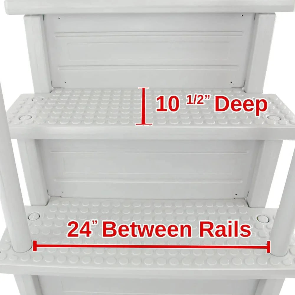 2026 Non-slip pool entrance steps | Gray | Suitable for above-ground pools | Can be installed on patios with a height of 122 to 137 cm | Maximum load capacity 136 kg