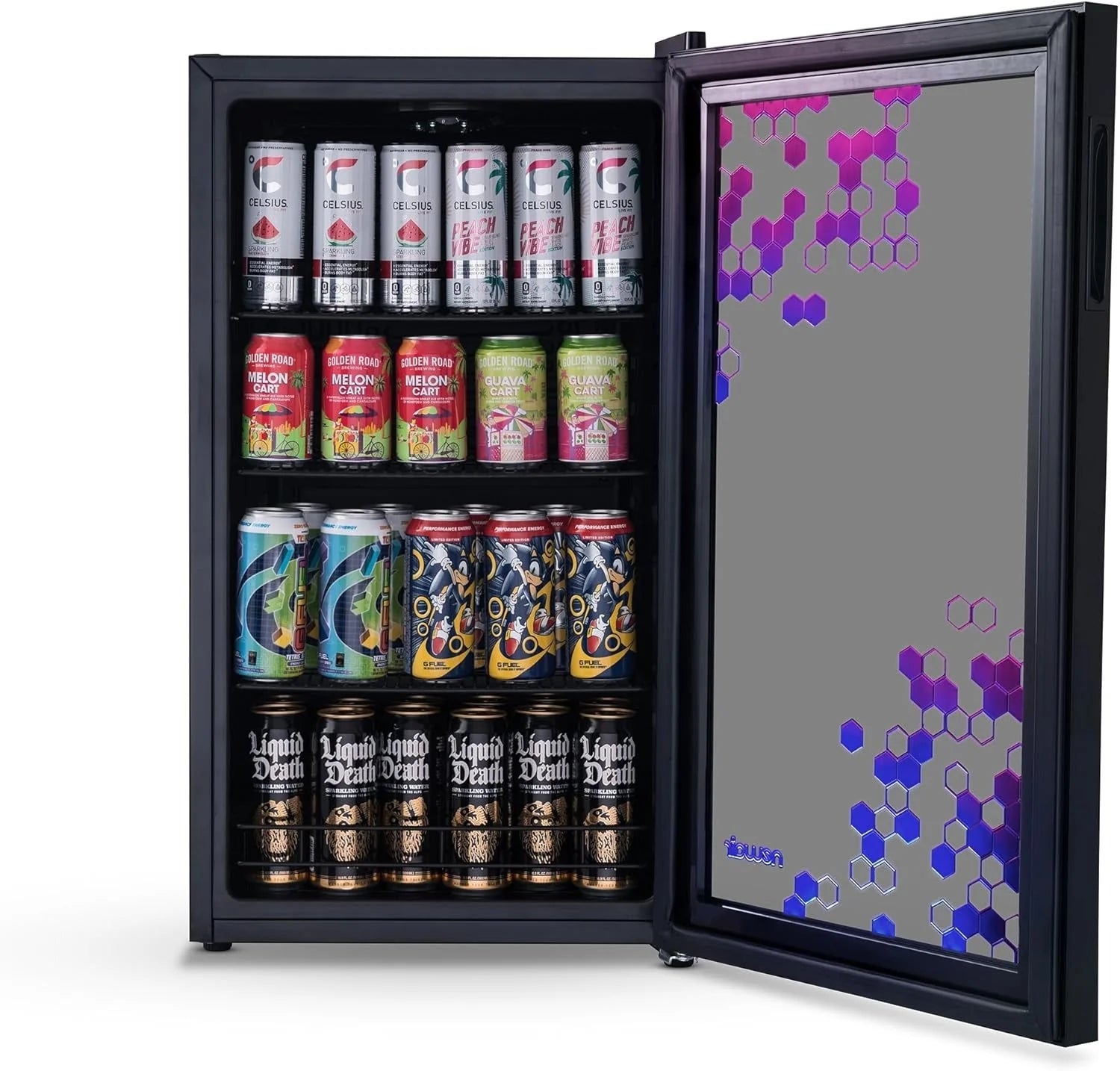 2026 Beverage Refrigerator Cooler | 126 Cans Free Standing with Right Hinge Glass Door | Mini Fridge Beverage Organizer Perfect For Beer, Wine, Soda, And Cooler Drinks