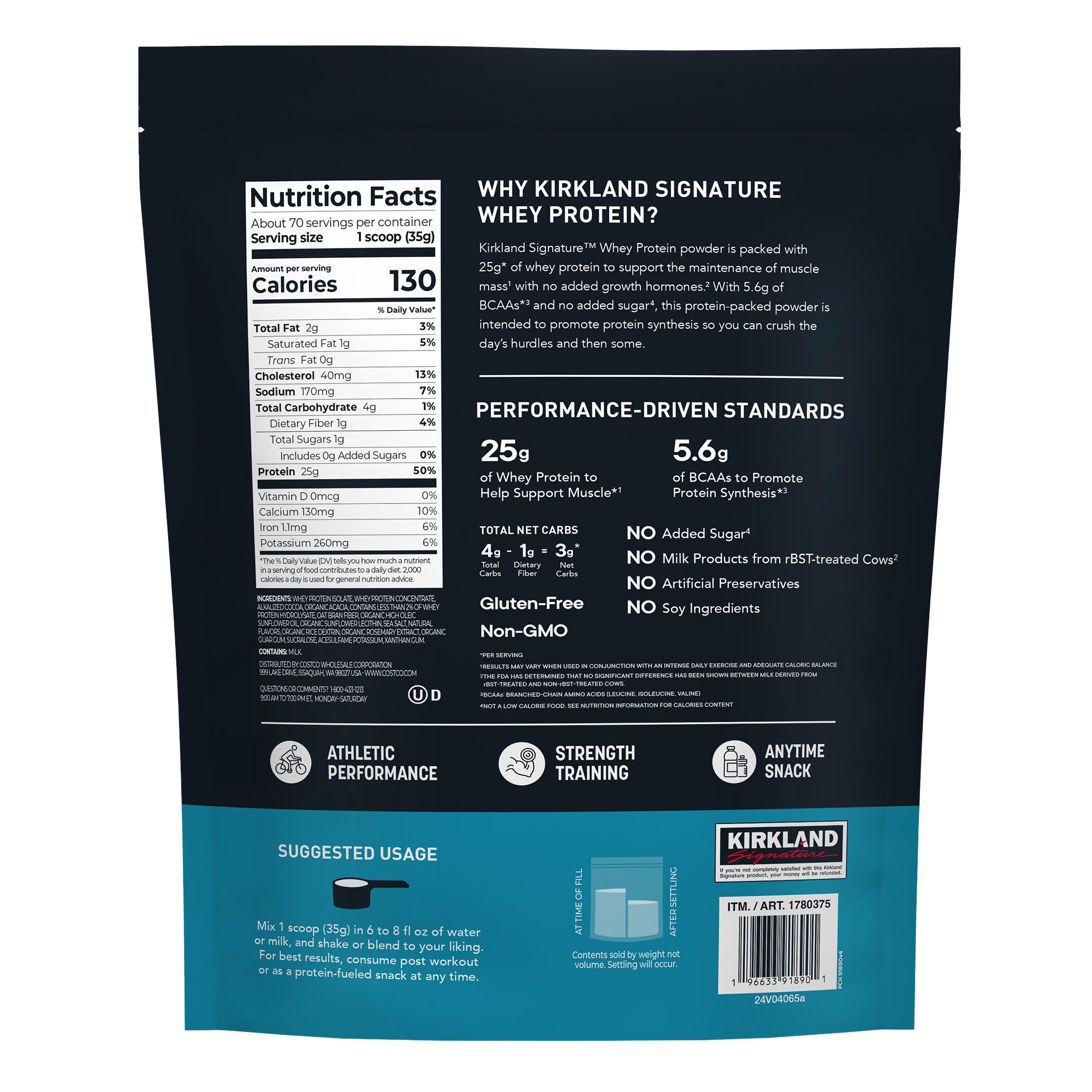 2026 Kirkland Signature Whey Protein, Creamy Chocolate, 5.4lbs