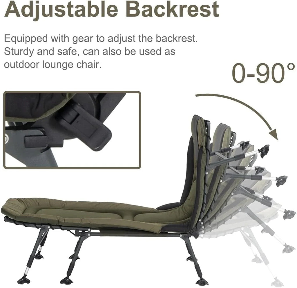 2026 Camping Cots for Adults 330Lbs with Carry Bag, Heavy Duty Folding Bed with Soft Padded Cushion, Portable Military Cot for Hunting, 180° Adjustable Reclining Outdoor Lounger
