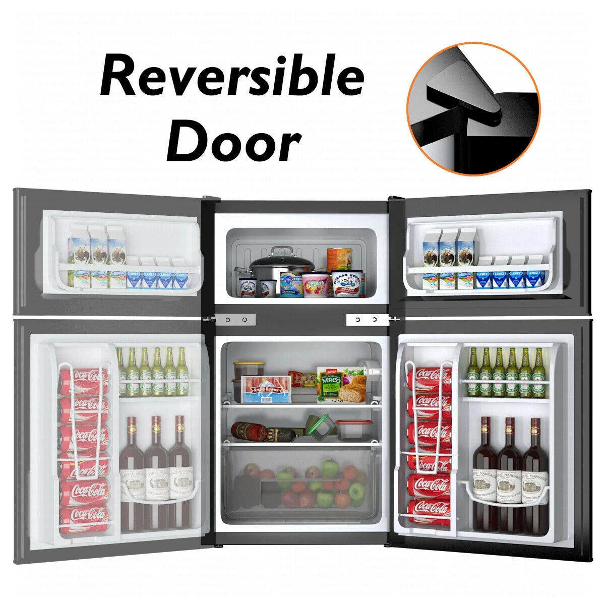 2026 Costway Refrigerator Small Freezer Cooler Fridge Compact 3.2 cu ft. Unit, Grey