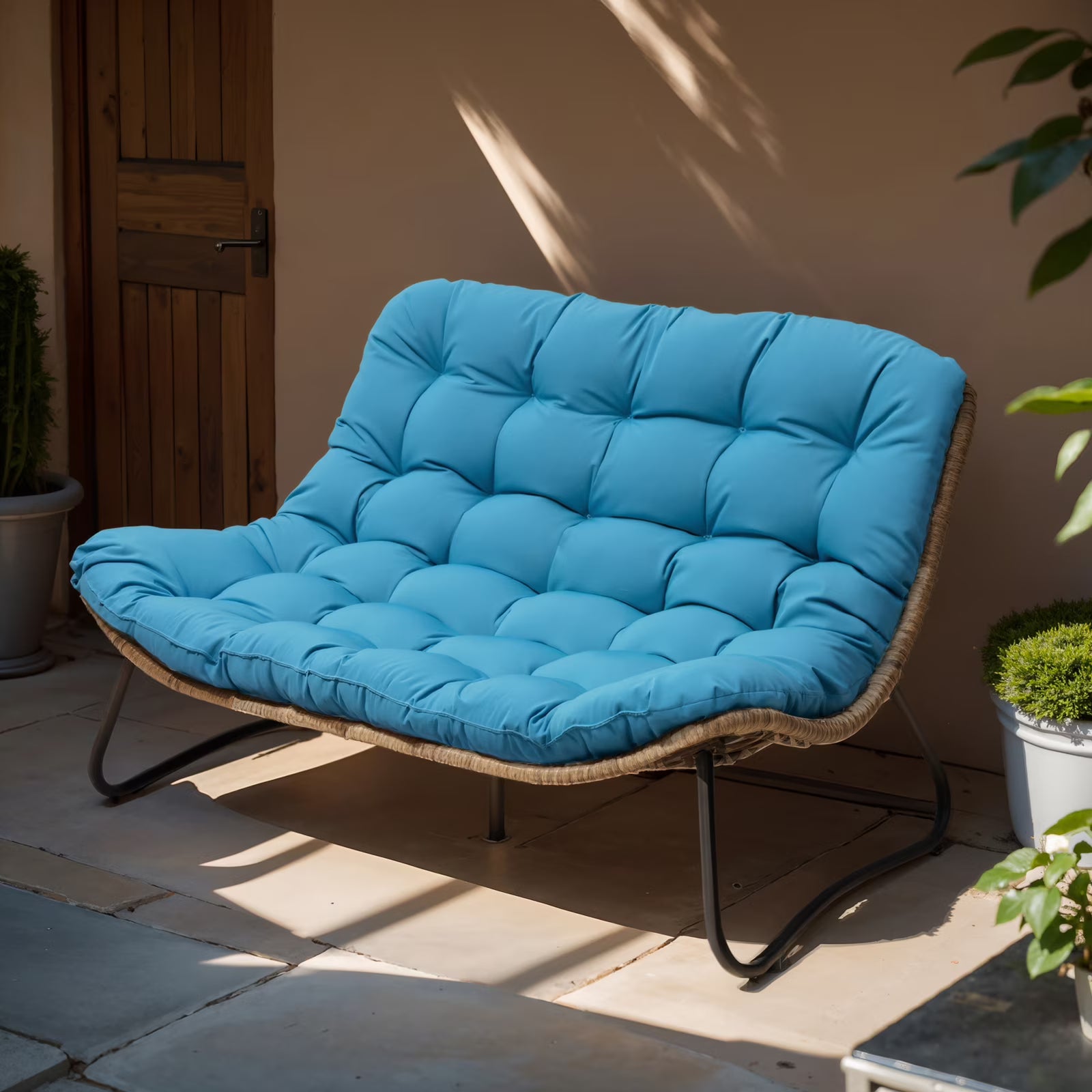 2026 Crestlive Products Patio Loveseat, All-Weather Rattan Large Furniture with Soft Cushions, Outdoor Loveseat for Balcony, Poolside, Backyard (Beige)