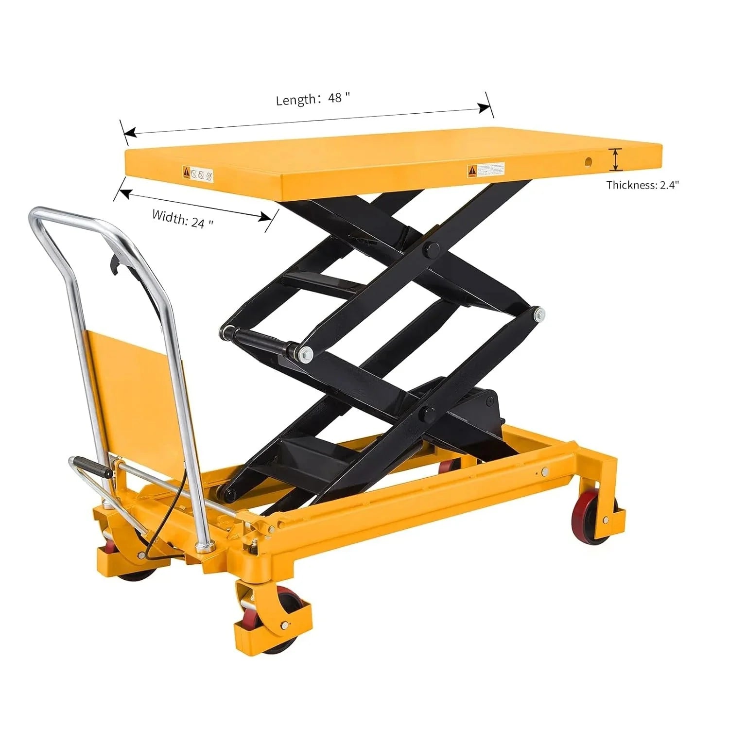 2026 Hydraulic lifting table trolley – load capacity 350 kg, maximum height 130 cm, double scissor lift table with safety device and 4 wheels