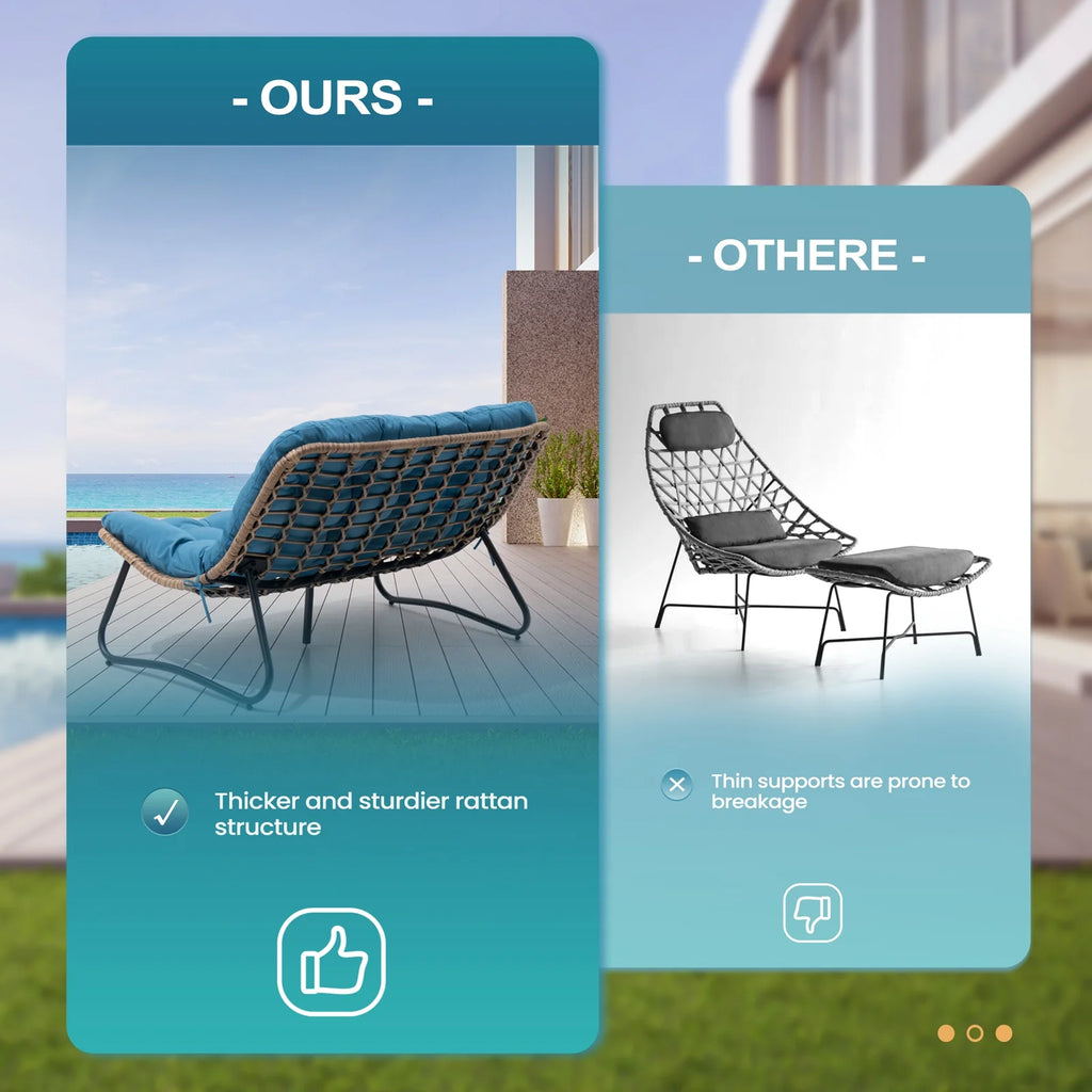 2026 Crestlive Products Patio Loveseat, All-Weather Rattan Large Furniture with Soft Cushions, Outdoor Loveseat for Balcony, Poolside, Backyard (Beige)