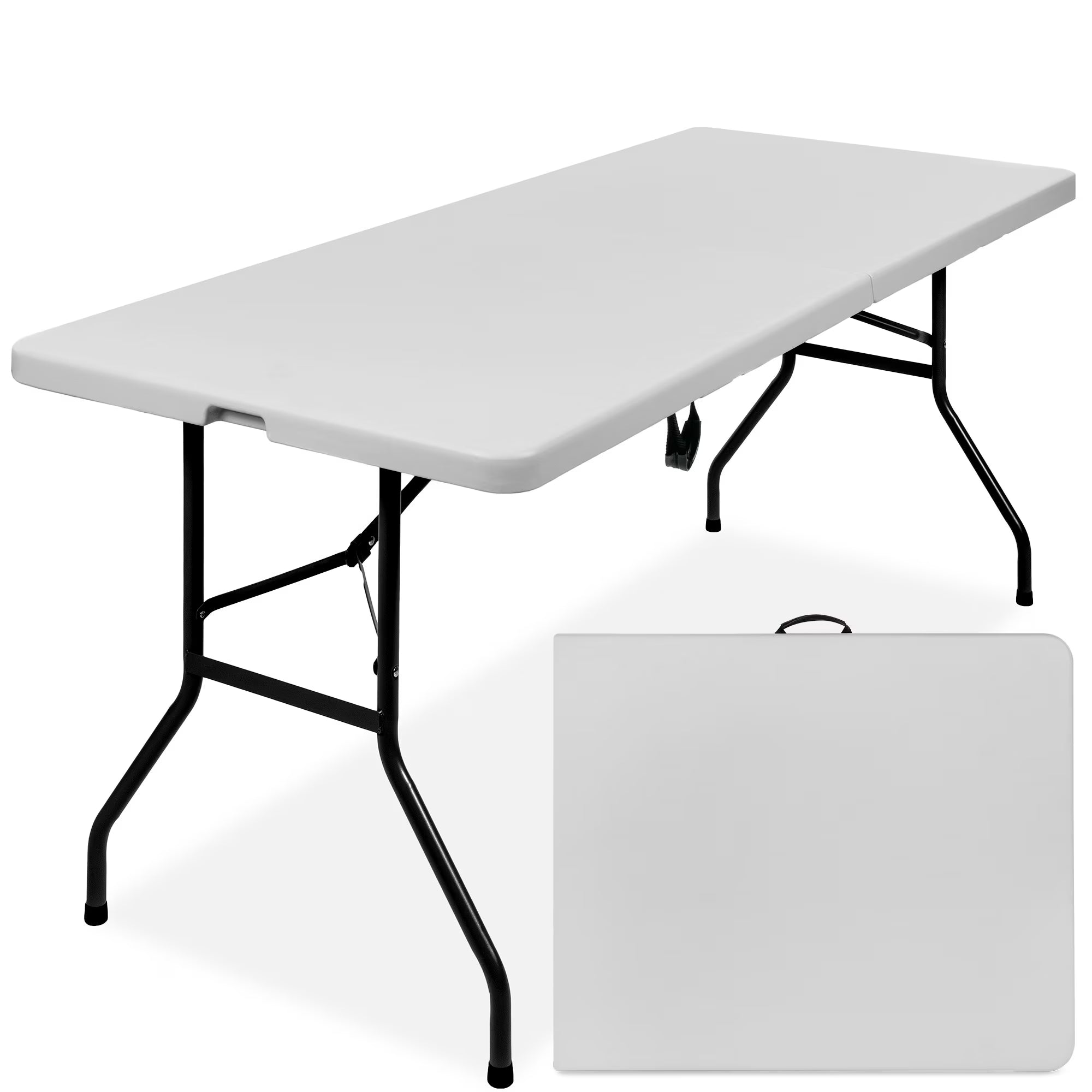 2026 Best Choice Products 6ft Plastic Folding Table, Indoor Outdoor Heavy Duty Portable w/ Handle, Lock - White