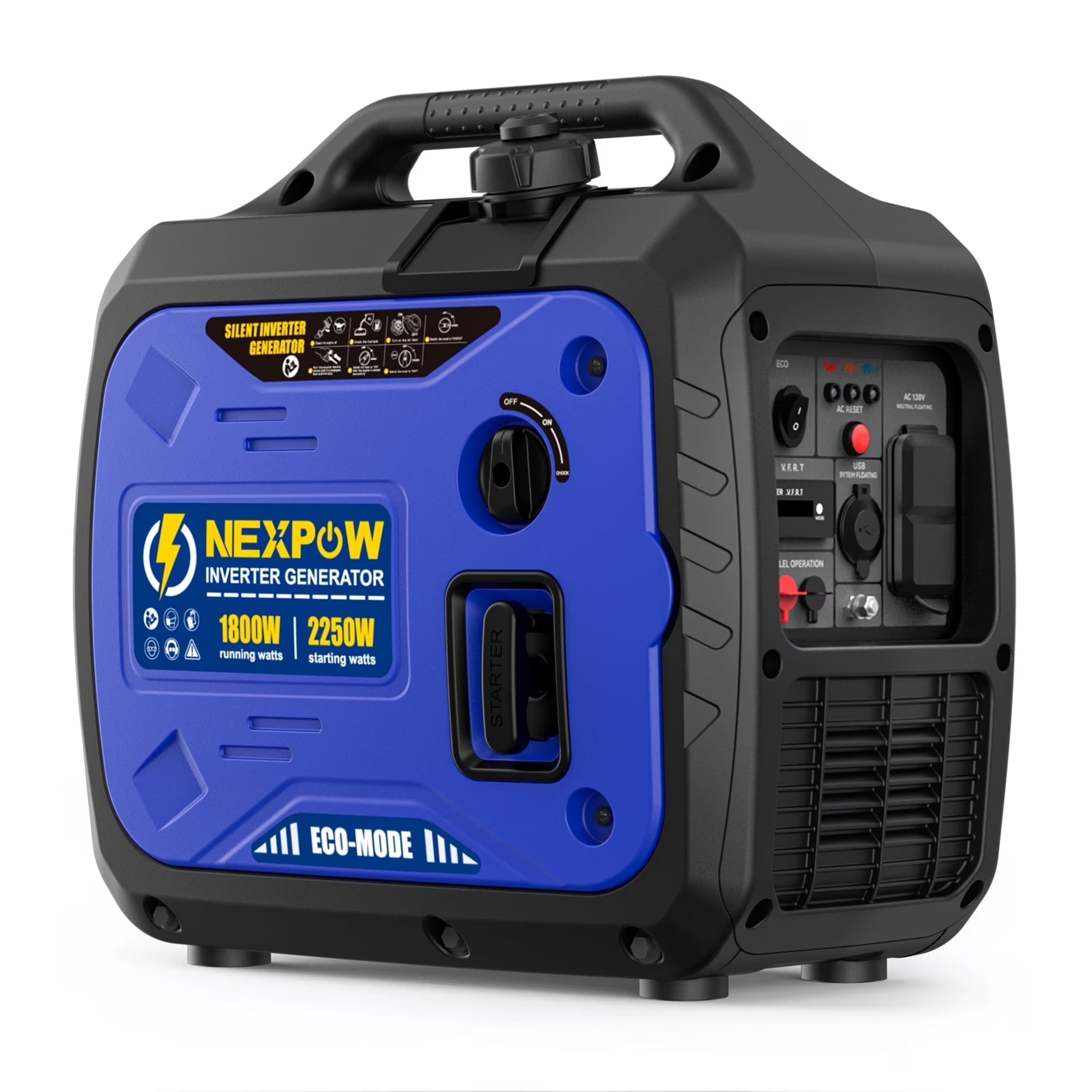2026 NEXPOW 2250W Portable Inverter Generator, Gasoline Power Quiet Lightweight for Backup Home & Camping, Eco-Mode Feature, Parallel Capability, EPA Compliant