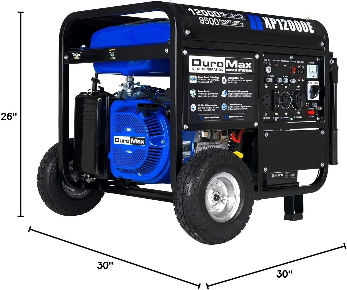 2026 Portable 13000-watt generator with dual-fuel operation (gasoline & propane), electric start, emergency power supply for the whole house, switchable, suitable for motorhomes and emergencies