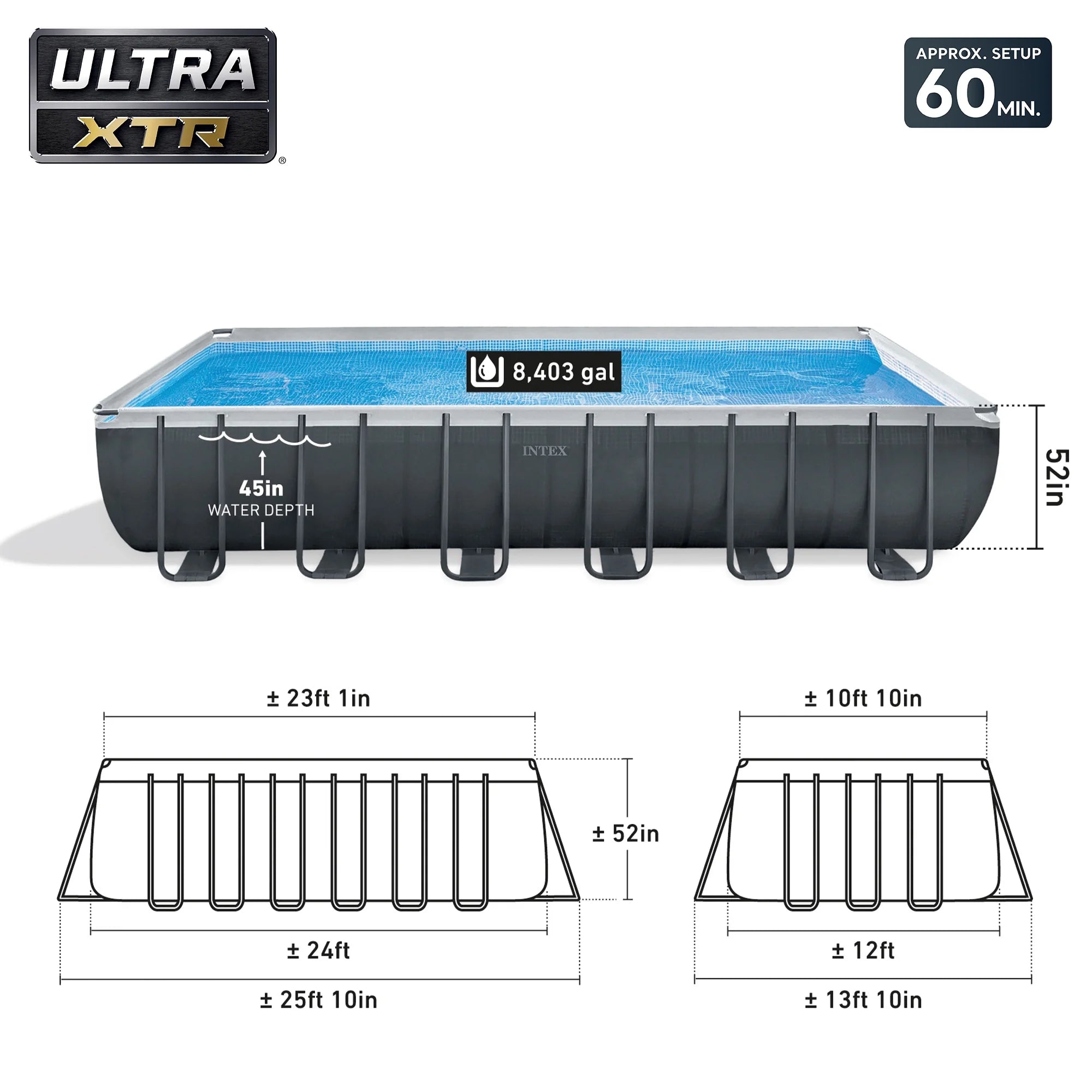 2026 INTEX 24ft x 12ft x 52in Ultra XTR Above Ground Pool, Floats (2 Pack), & Inflatable Cooler