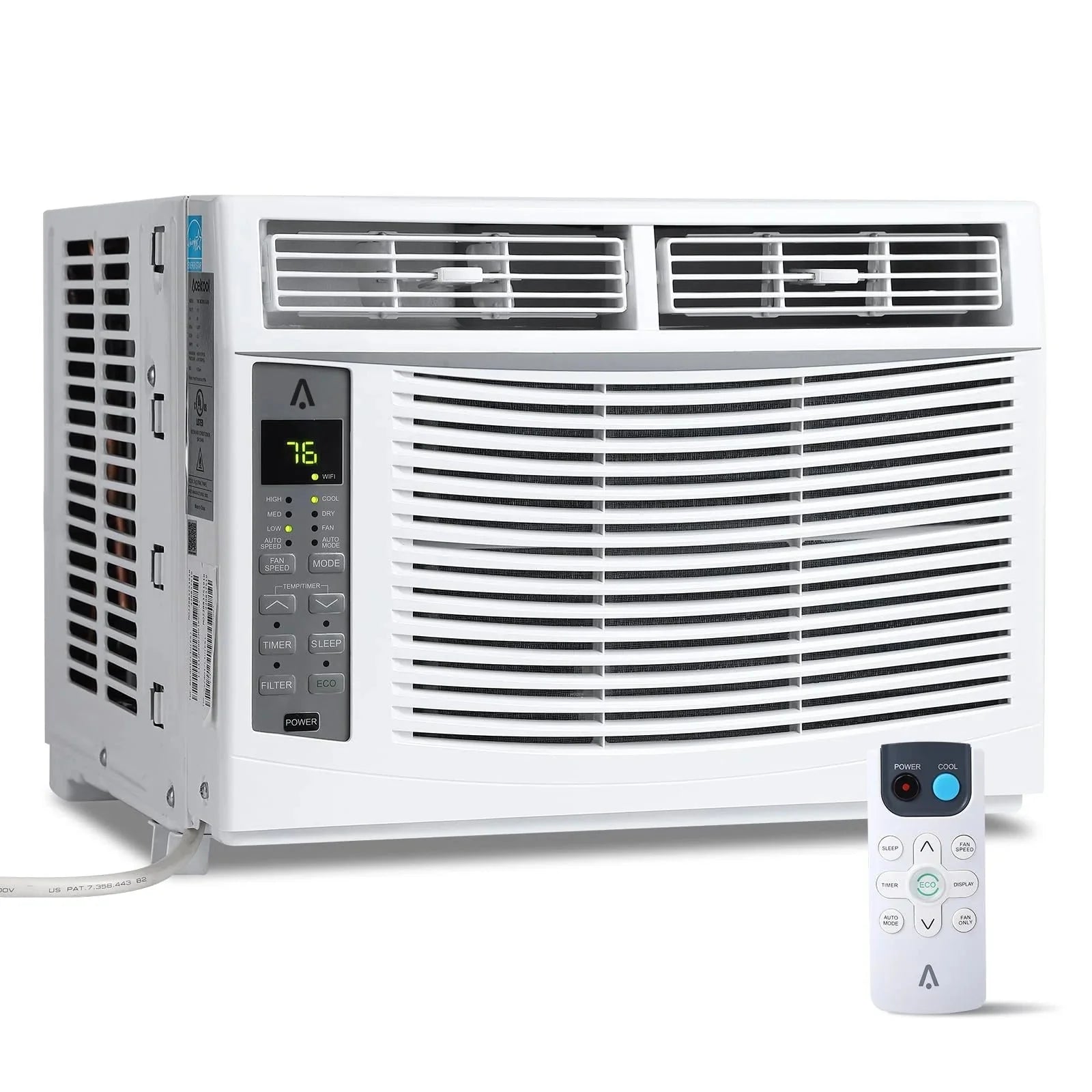 2026 Window air conditioner with reusable filter and controls, 6000 BTU, 115 V~, suitable for rooms up to 250 square feet