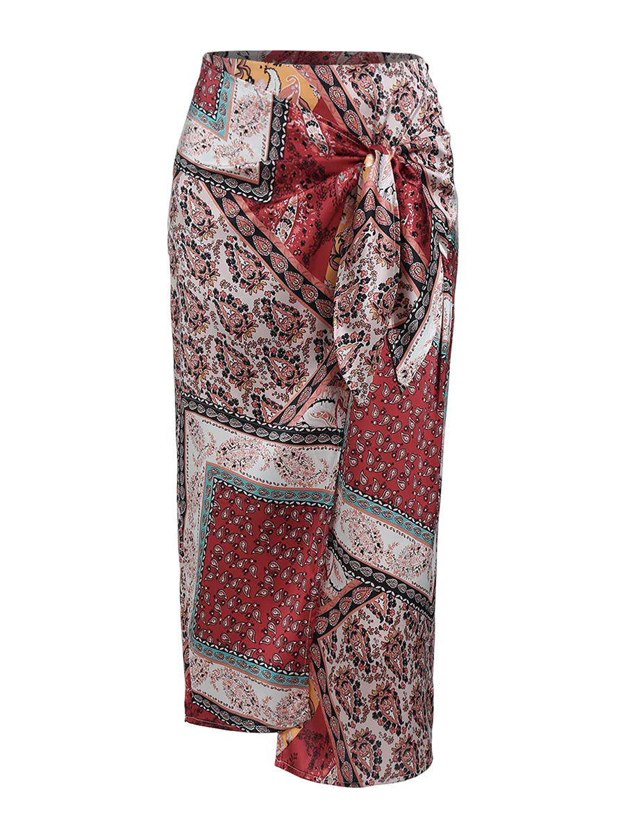 2026 Bohemian High Waisted Bustle Skirt