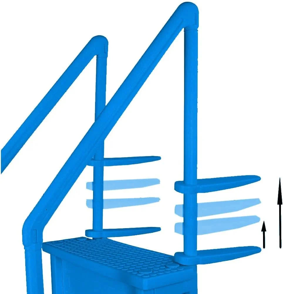 2026 Non-slip pool entrance steps | Gray | Suitable for above-ground pools | Can be installed on patios with a height of 122 to 137 cm | Maximum load capacity 136 kg
