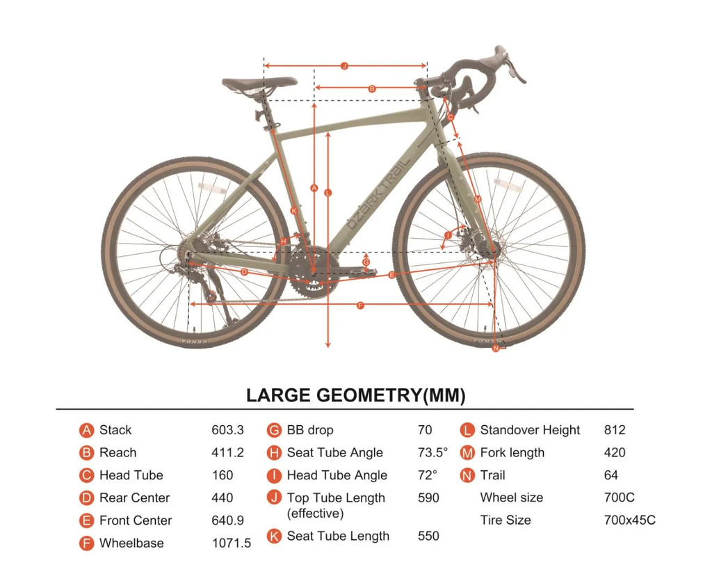 2026 700c Ozark Trail G.1 Explorer Drop Bar Gravel Bike, Medium Frame, Fits Riders 5'5" - 5'10", Green, Adult
