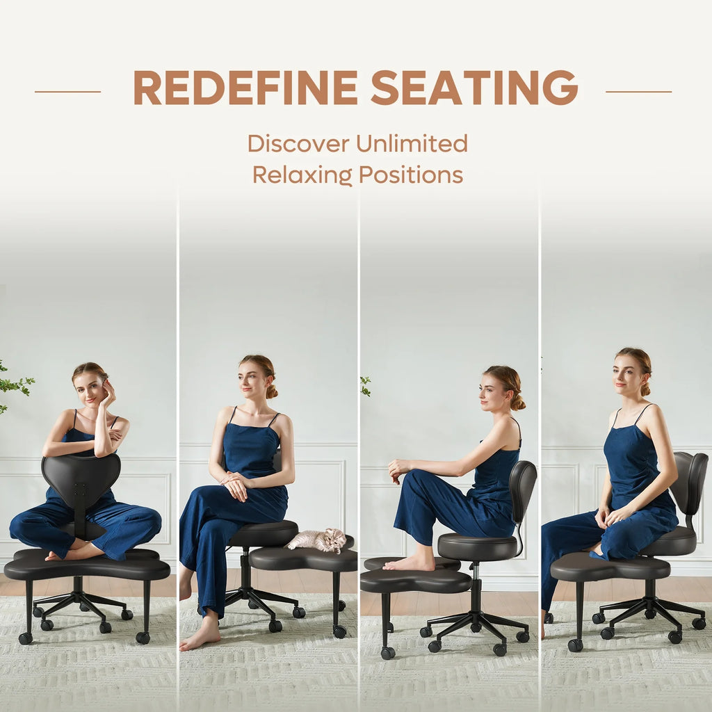2026 Pinmoco Ergonomic Cross Legged Swivel Chair, Adjustable Height and Teddy Fabric, Meditation& ADHD Chair with Back Support, Home and Office, Off White