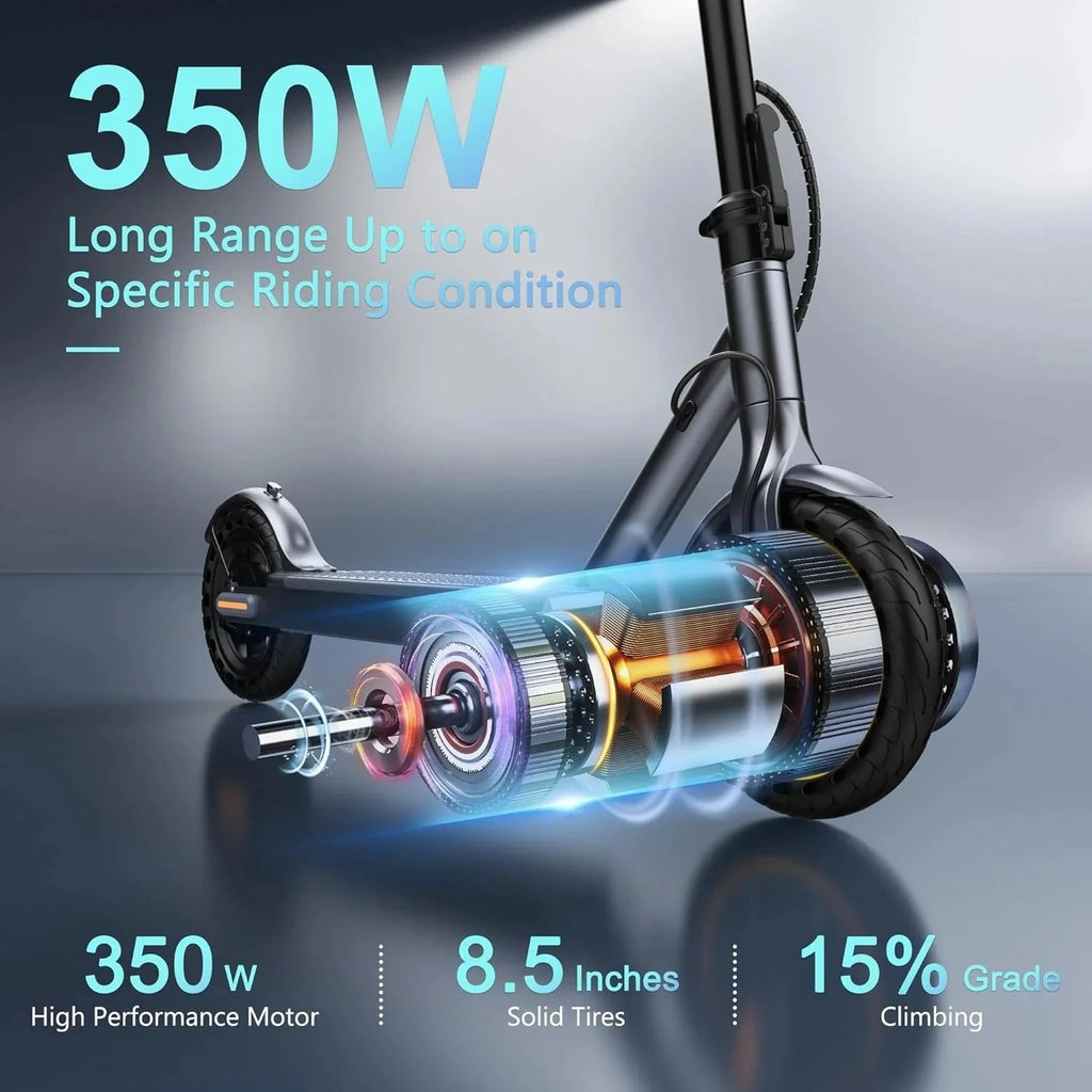 2026 Electric scooter, 350W/500W powerful motor, 8.5"/10" solid rubber tires, 19/22 mph, 28/21/12 mile range, dual brakes