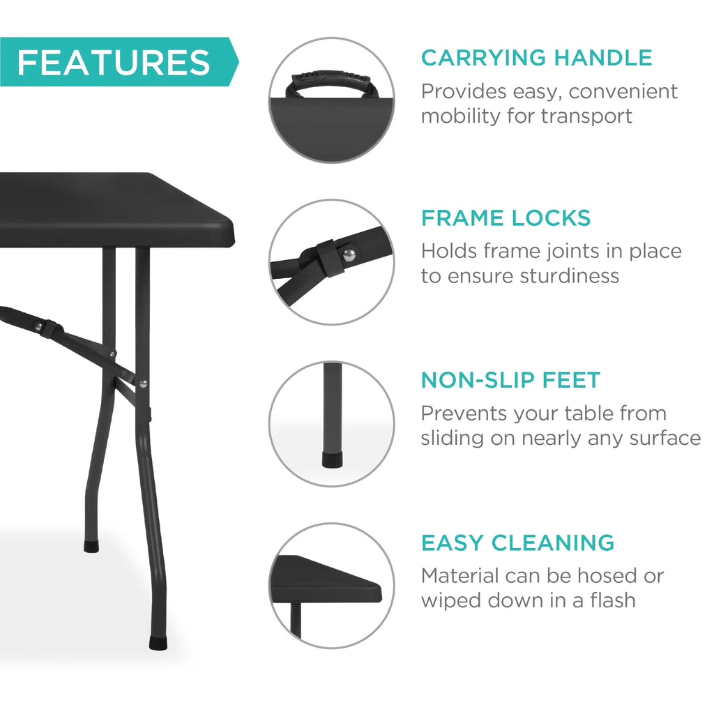 2026 Best Choice Products 6ft Plastic Folding Table, Indoor Outdoor Heavy Duty Portable w/ Handle, Lock - White